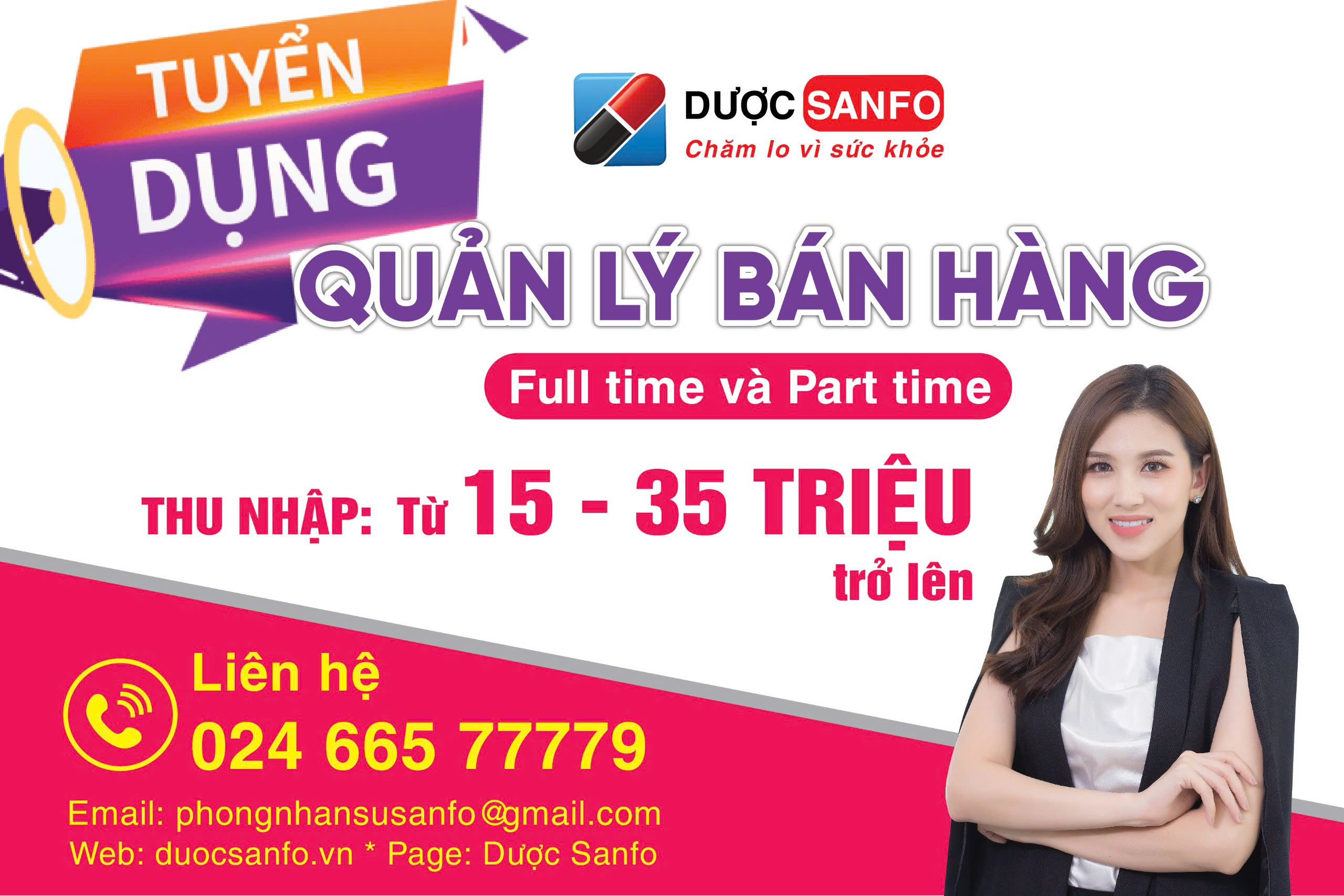 TUYỂN DỤNG QUẢN LÝ BÁN HÀNG, OTC, ETC FULL TIME, PART TIME TOÀN QUỐC ( NGÀNH DƯỢC PHẨM)