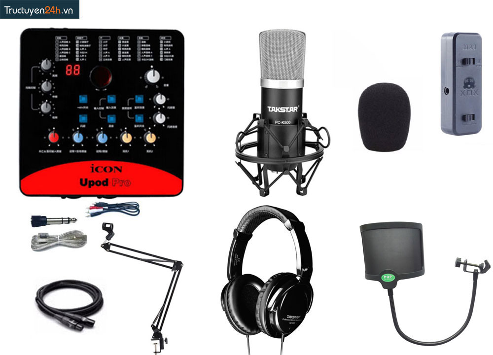 Combo thu âm số 10: Sound card Icon pro+ Micro Takstar PCk500+ Tai nghe Takstar HD2000