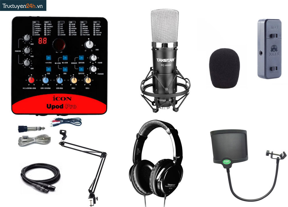 Combo thu âm số 11: Sound card Icon pro+ Micro Takstar PCk600+ Tai nghe Takstar HD2000