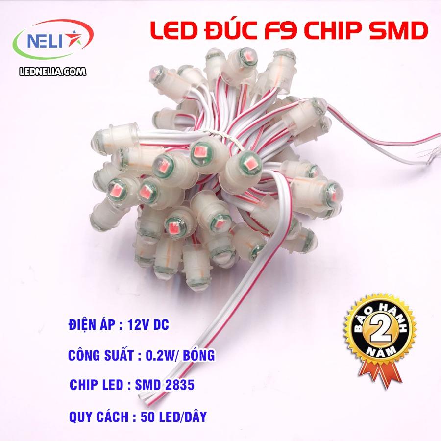 LED đúc chip SMD 2835 đế 9mm đơn sắc.