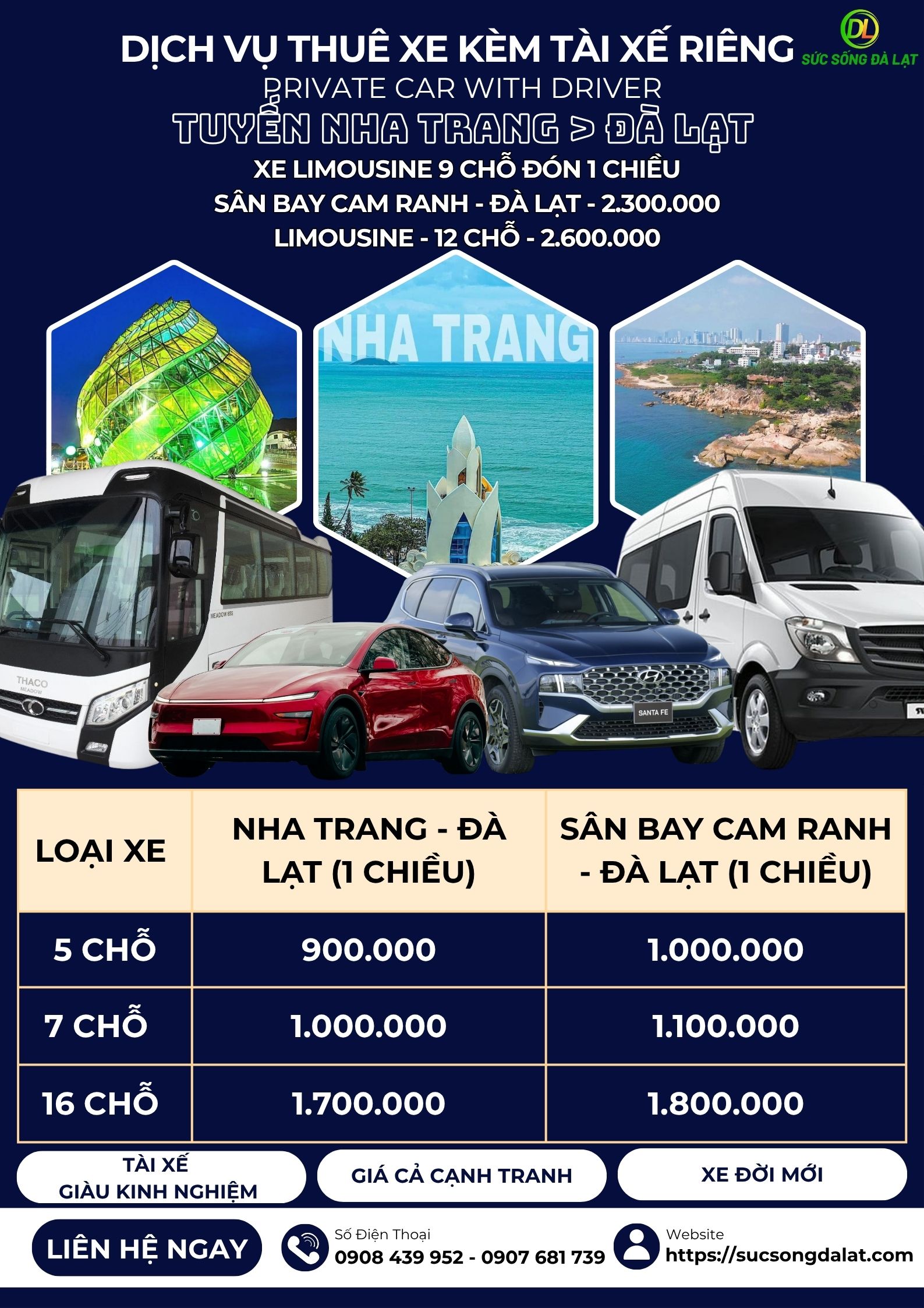 DỊCH VỤ THUÊ XE KÈM TÀI XẾ RIÊNG | NHA TRANG ↔ ĐÀ LẠT