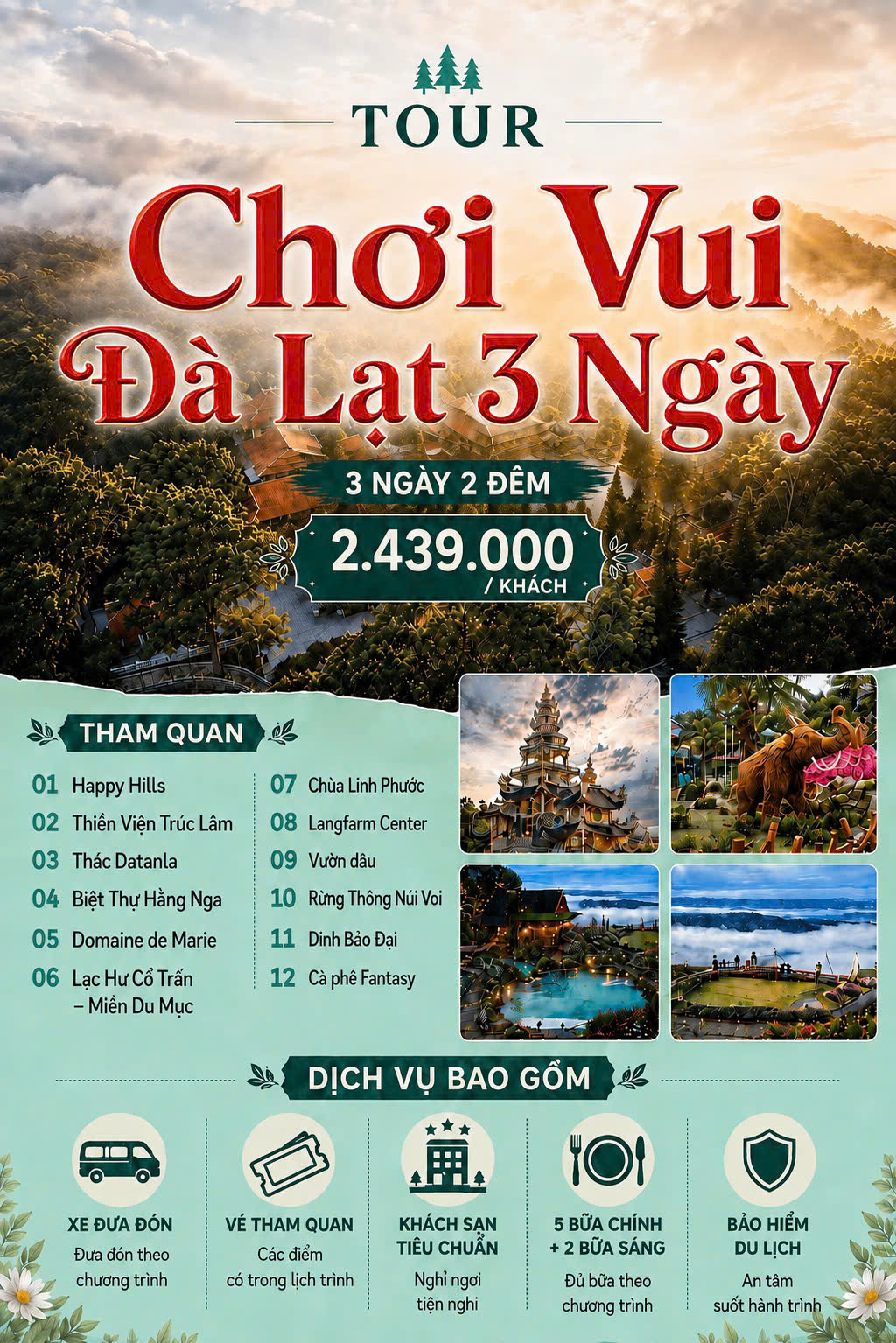 Tour 3N2D Chơi Vui Đà Lạt 3 Ngày