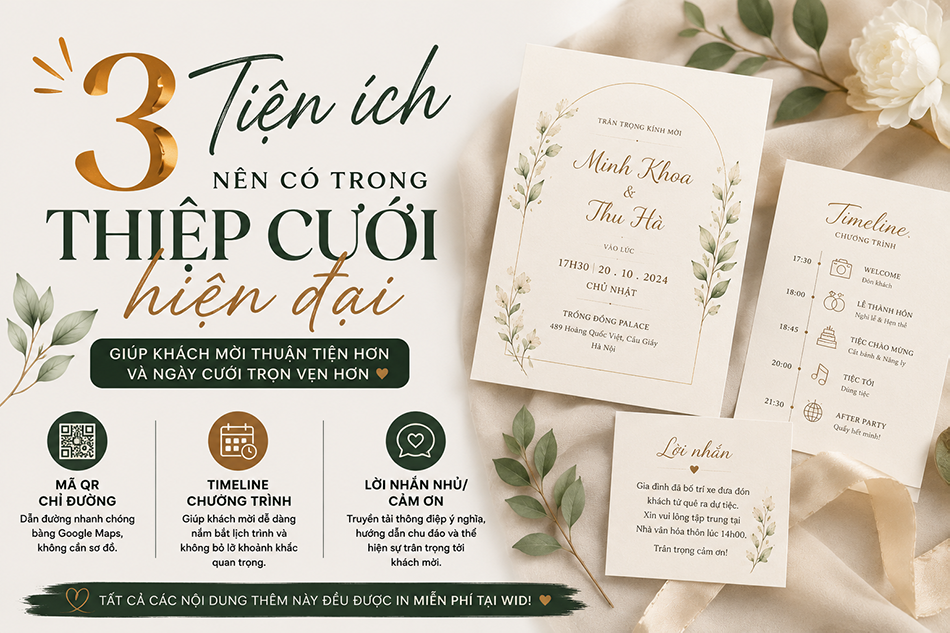 3 tiện ích nên có trong thiệp cưới