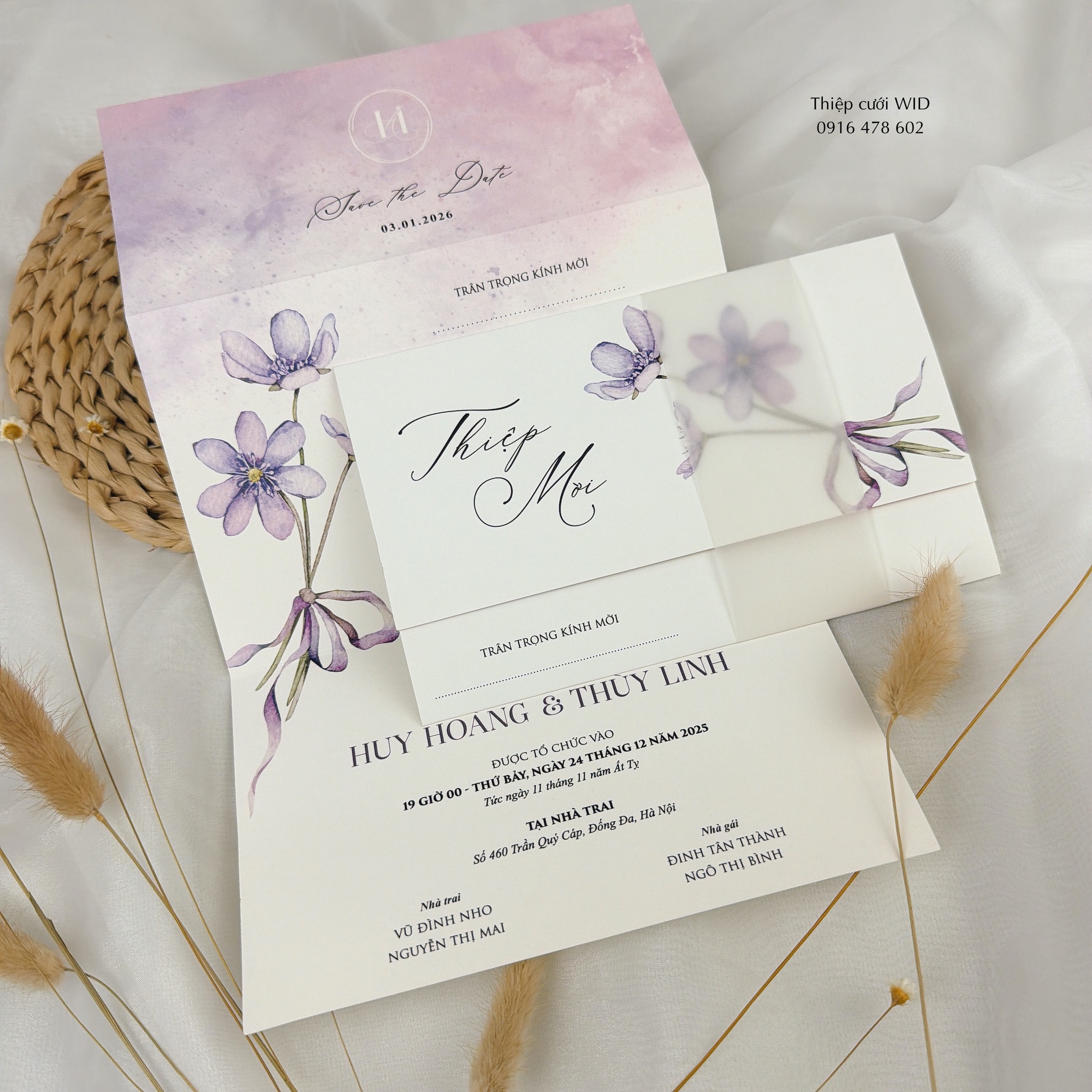 Ngang 523 - Thiệp hoa nhí tím