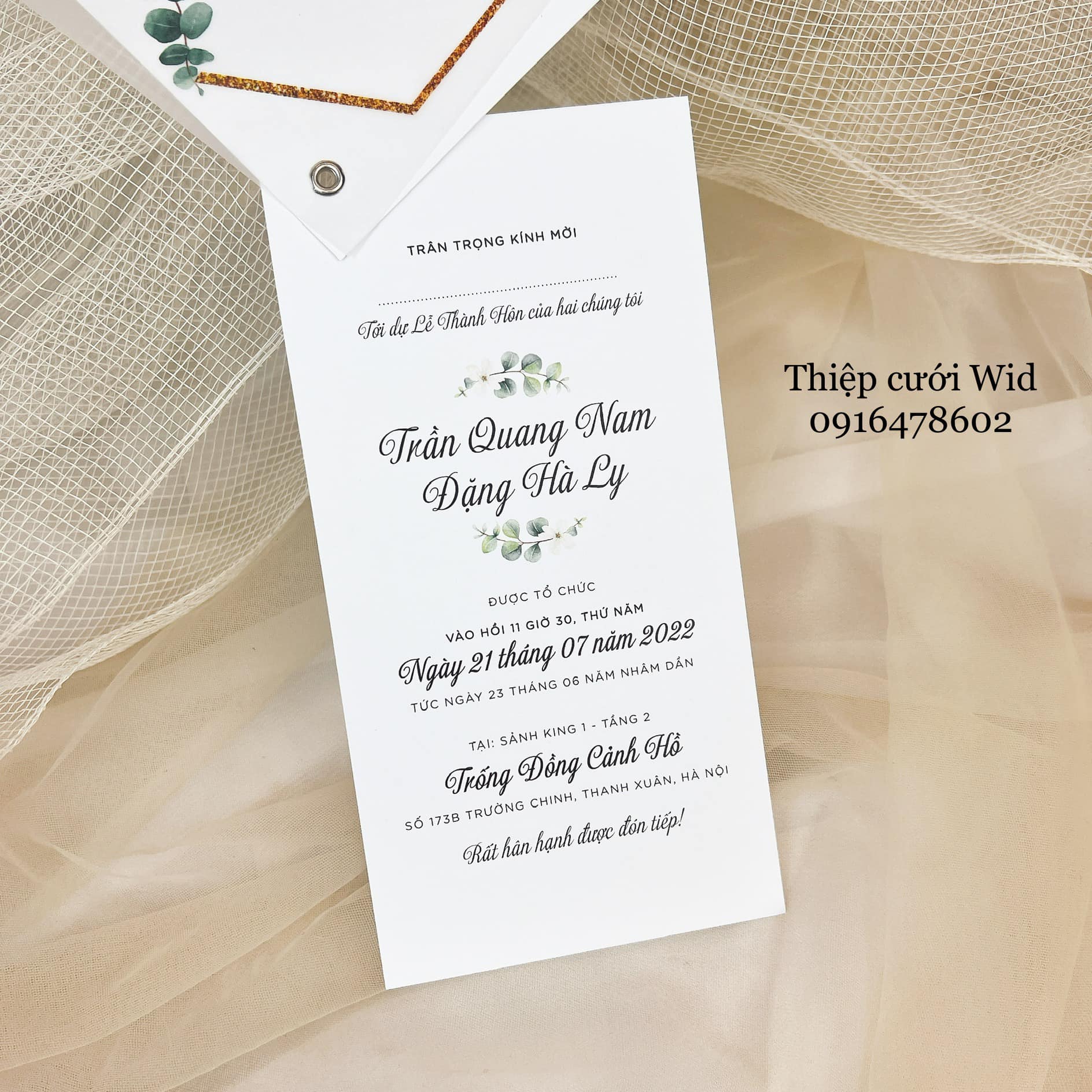 3 lá 307 - Chữ hỷ kết hợp lá xanh