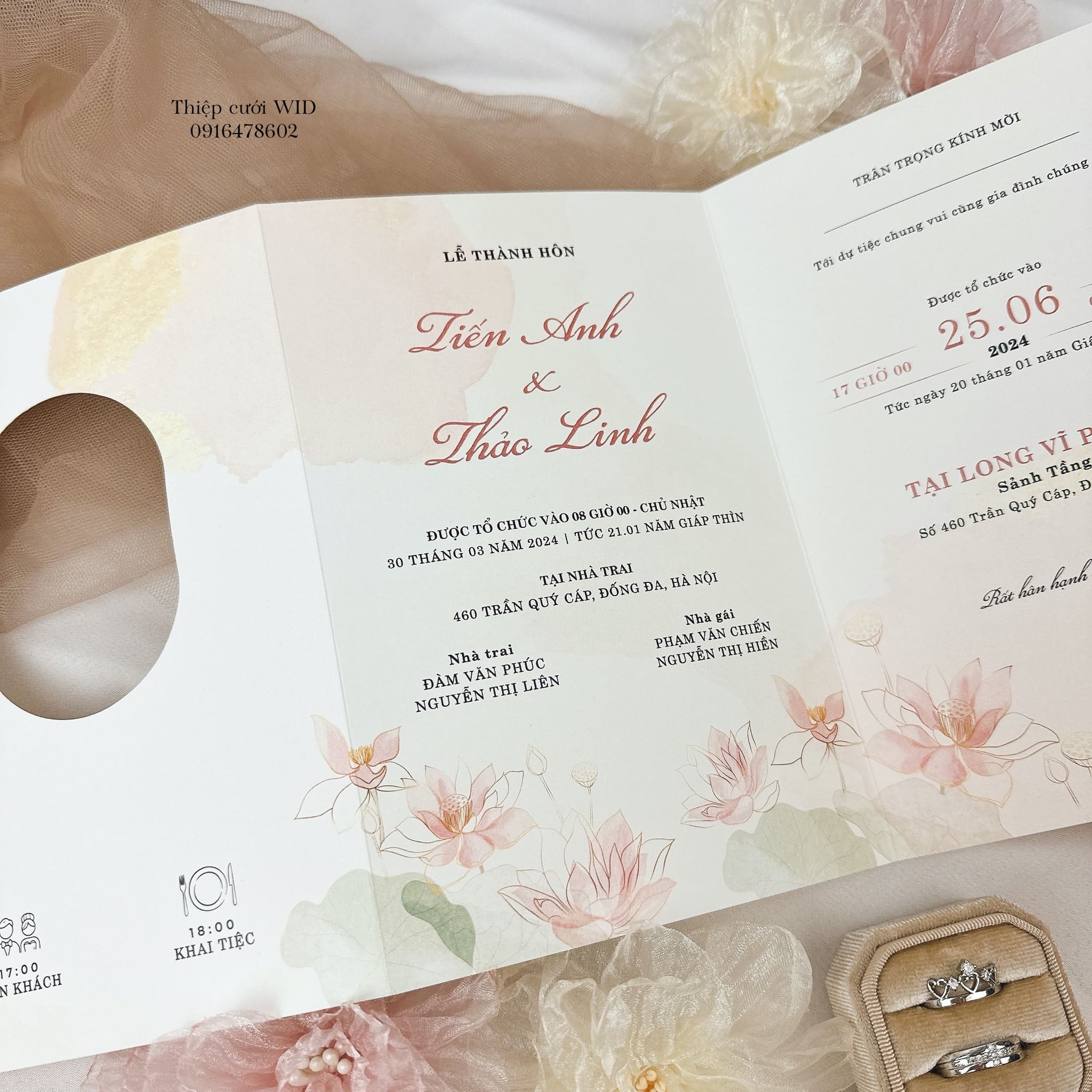 Oval 450 - Thiệp họa tiết hoa nước loang tone hồng nhẹ nhàng