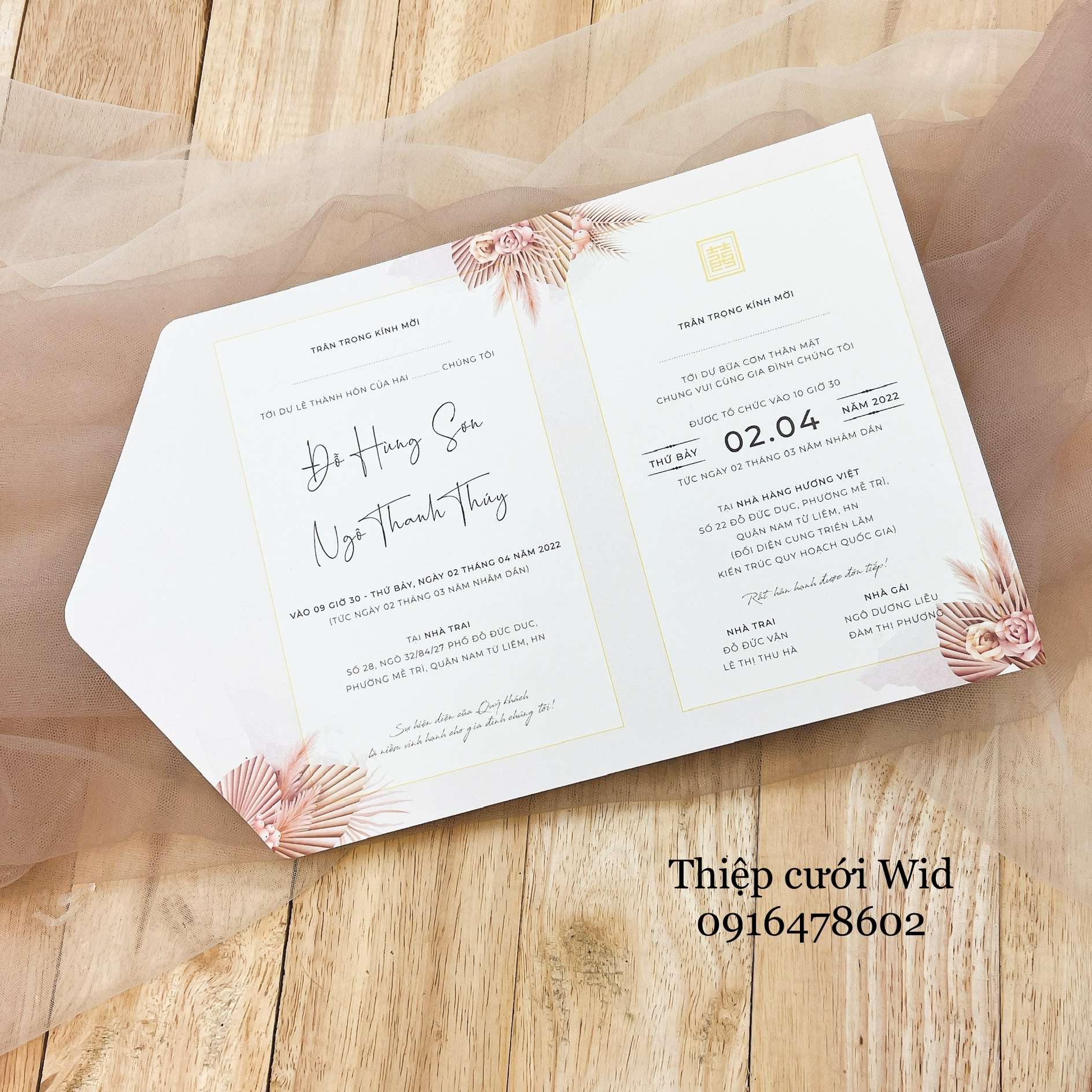 334 CN - Thiệp sắc cam đào sang trọng, tinh tế