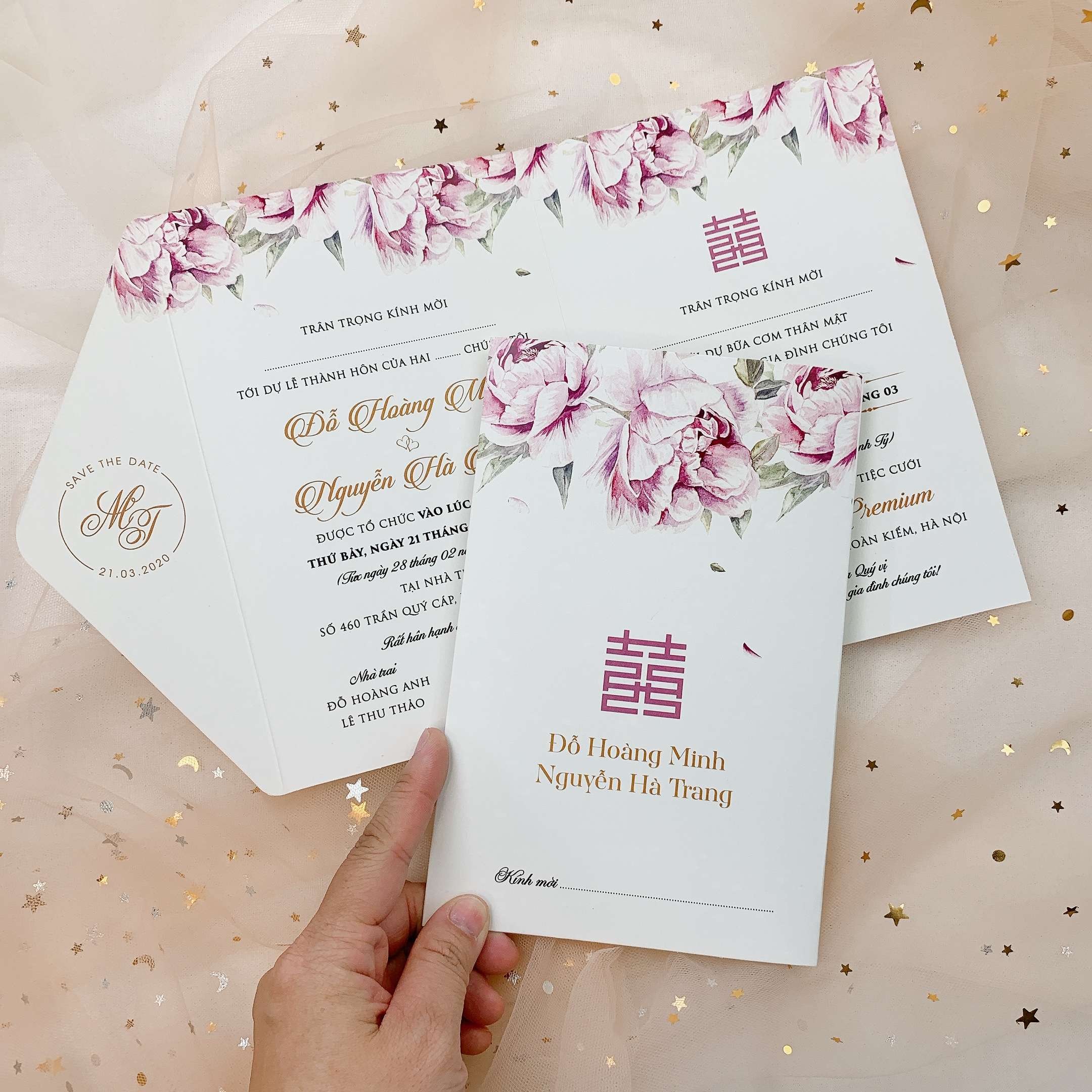 171 CN - Thiệp hoa Mẫu Đơn hồng thanh lịch, tinh tế