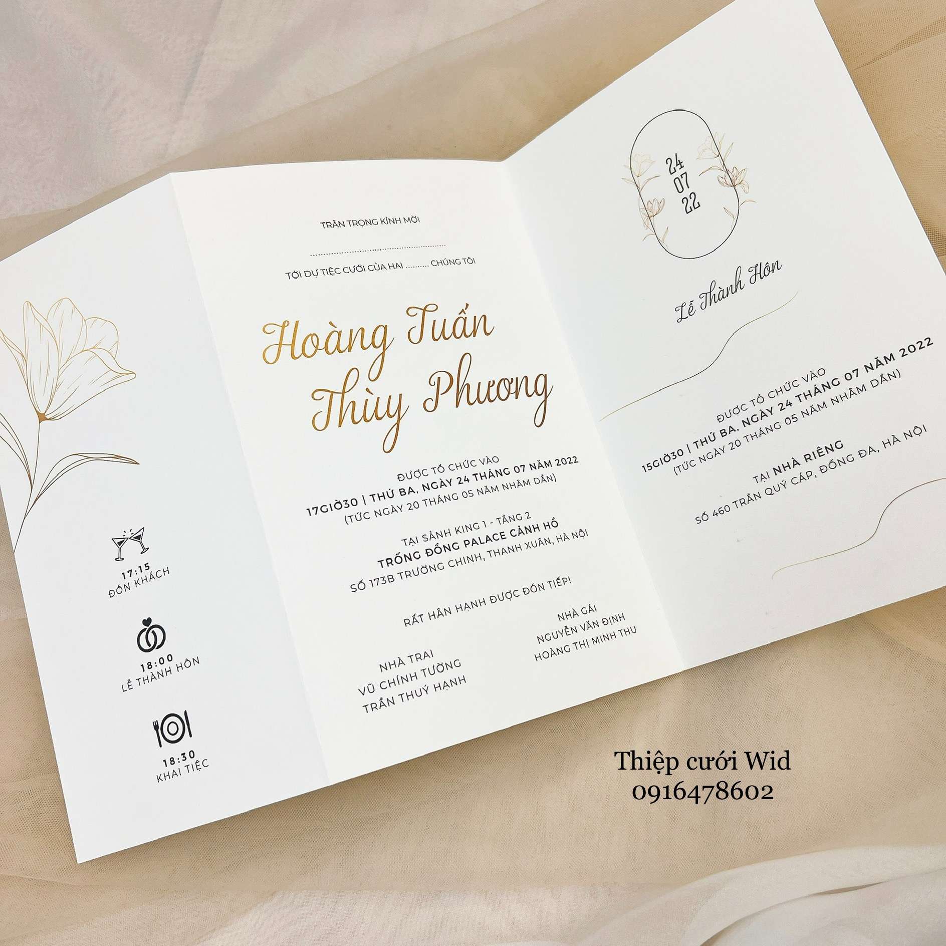 Ngang 354 - Thiệp trắng nhẹ nhàng sang trọng