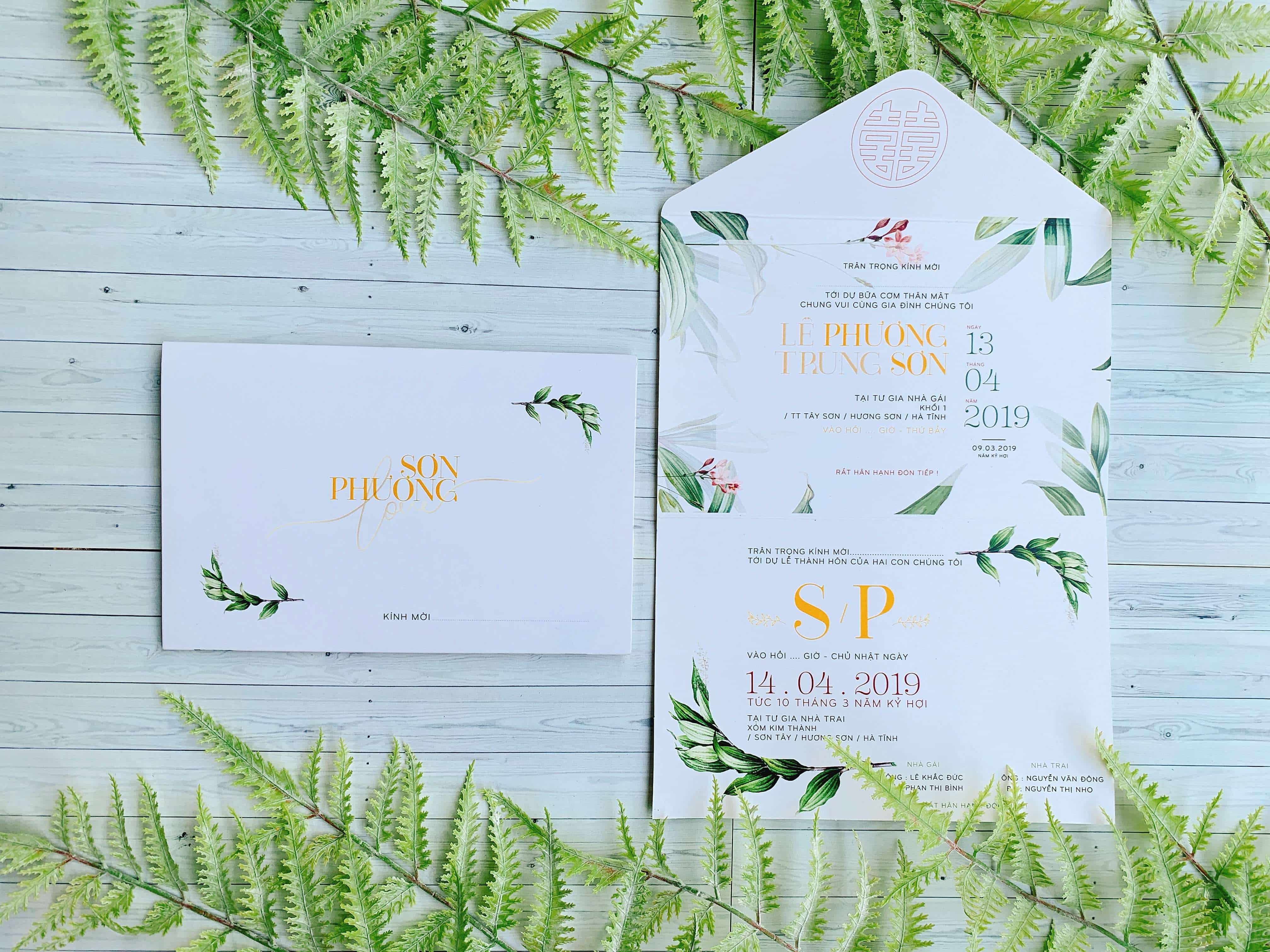 094 CN - Thiệp họa tiết hoa lá xanh phong cách mùa hè