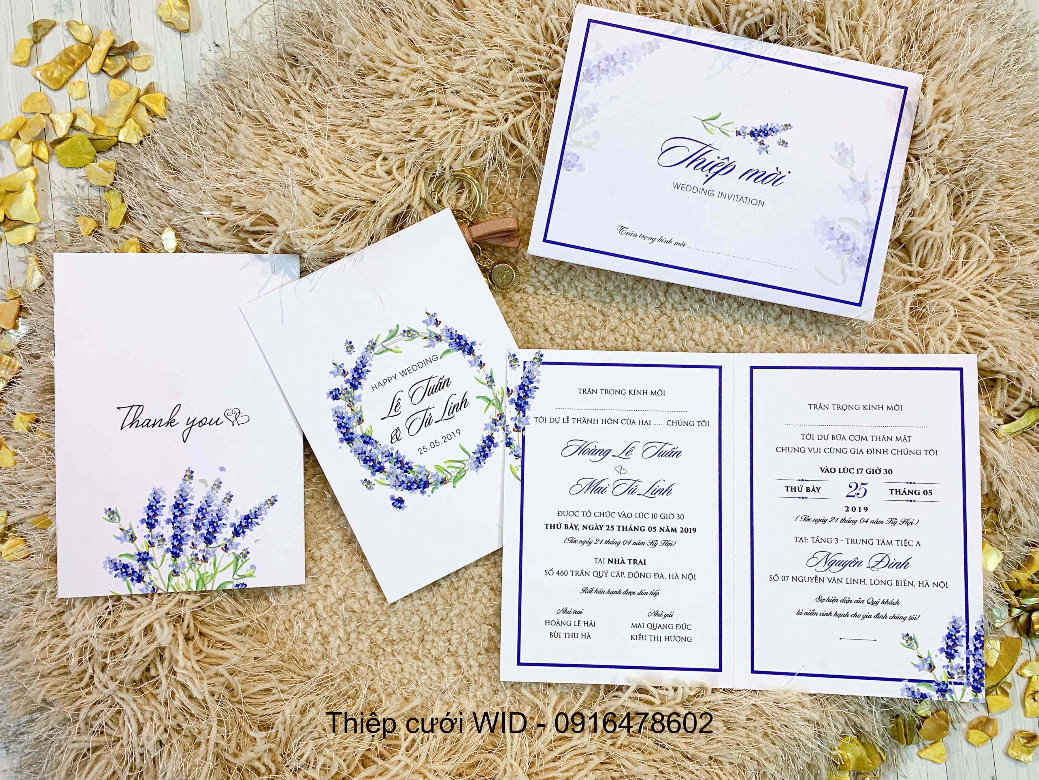 PB 061 - Thiệp cưới Hoa Lavender sang trọng, hiện đại