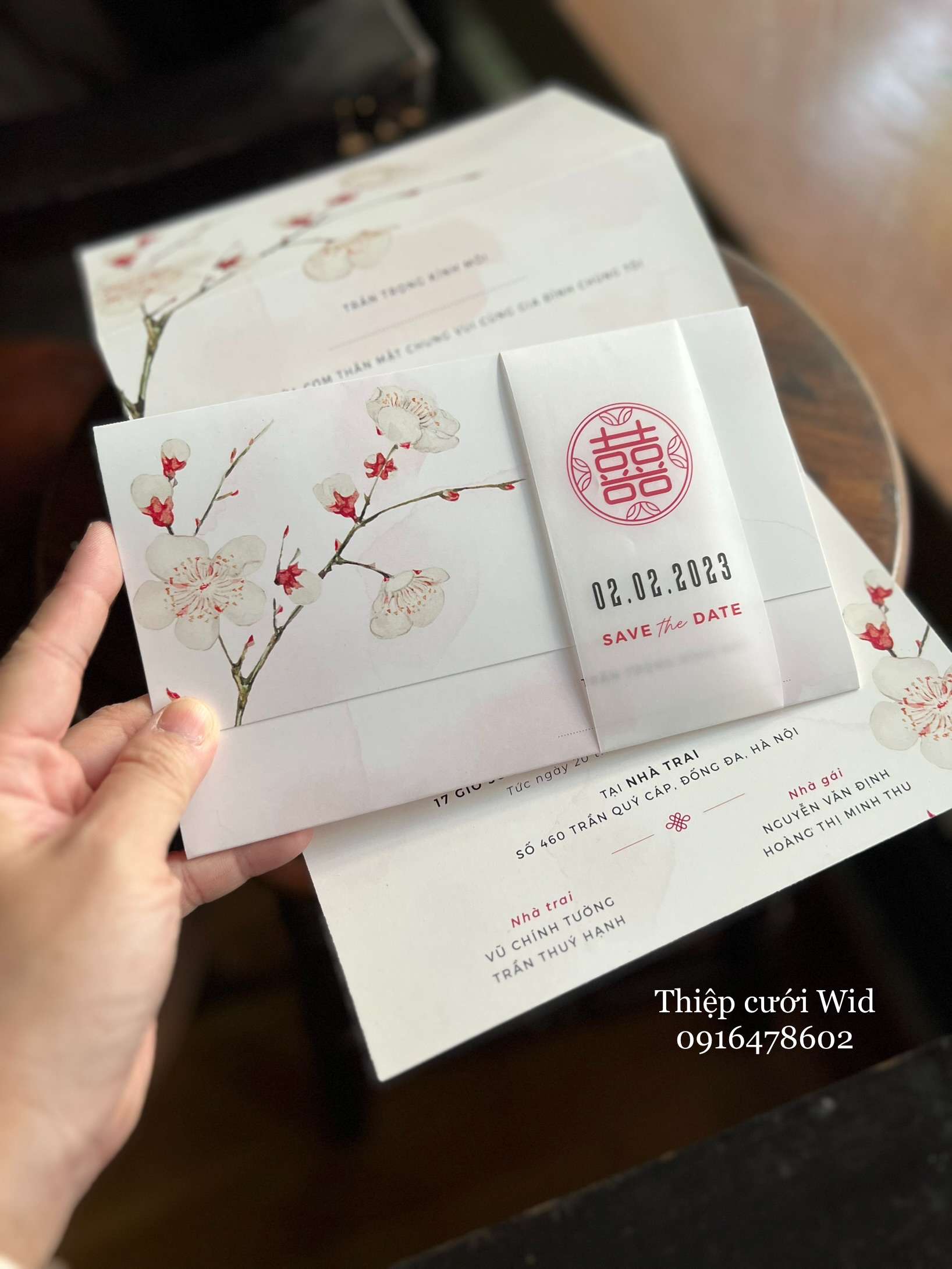Ngang 370 - Thiệp hoa đào cách điệu nổi bật
