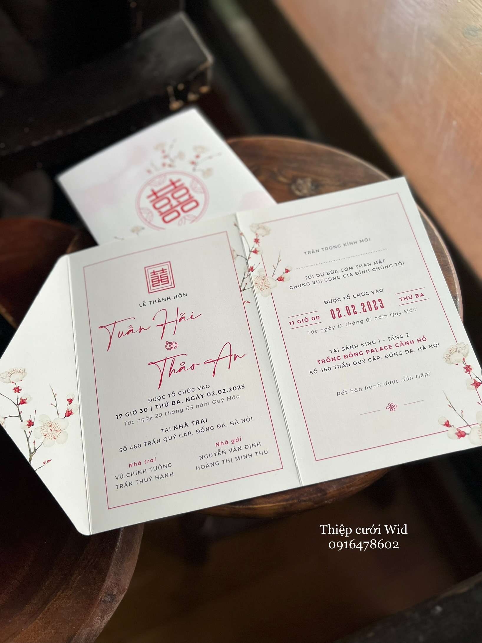 370 CN - Thiệp hoa đào cách điệu nổi bật