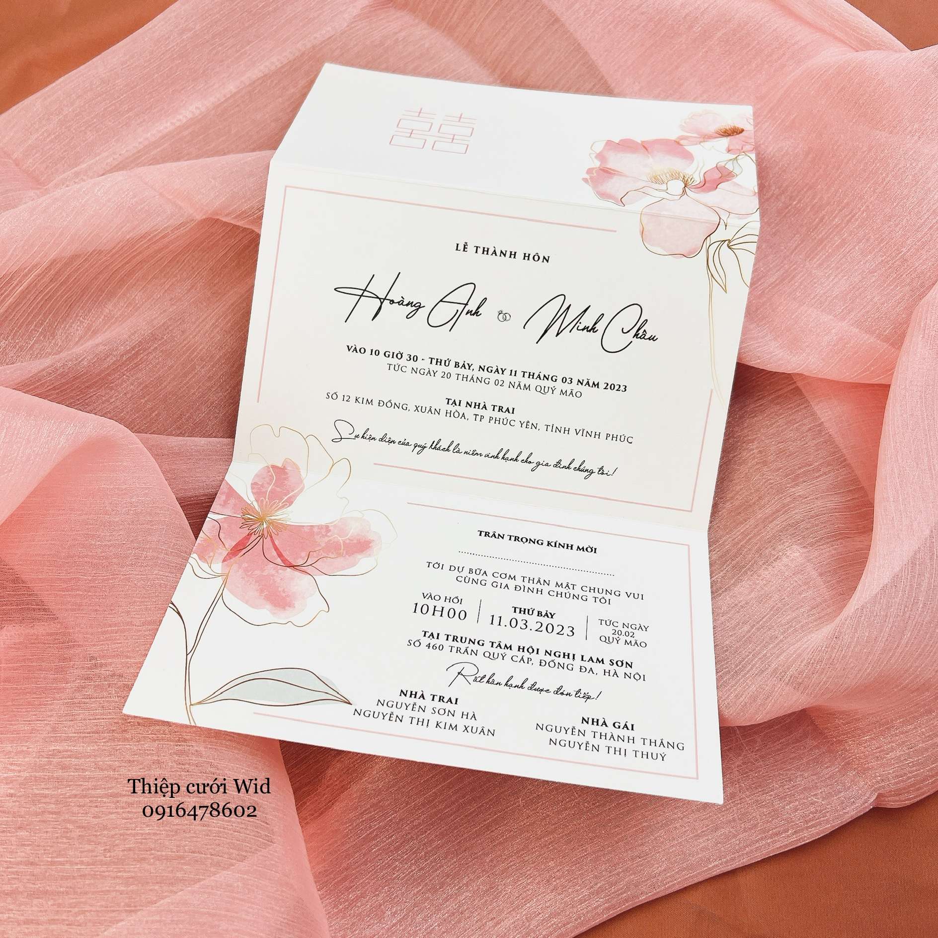 Ngang 376 - Thiệp hồng hoa màu nước
