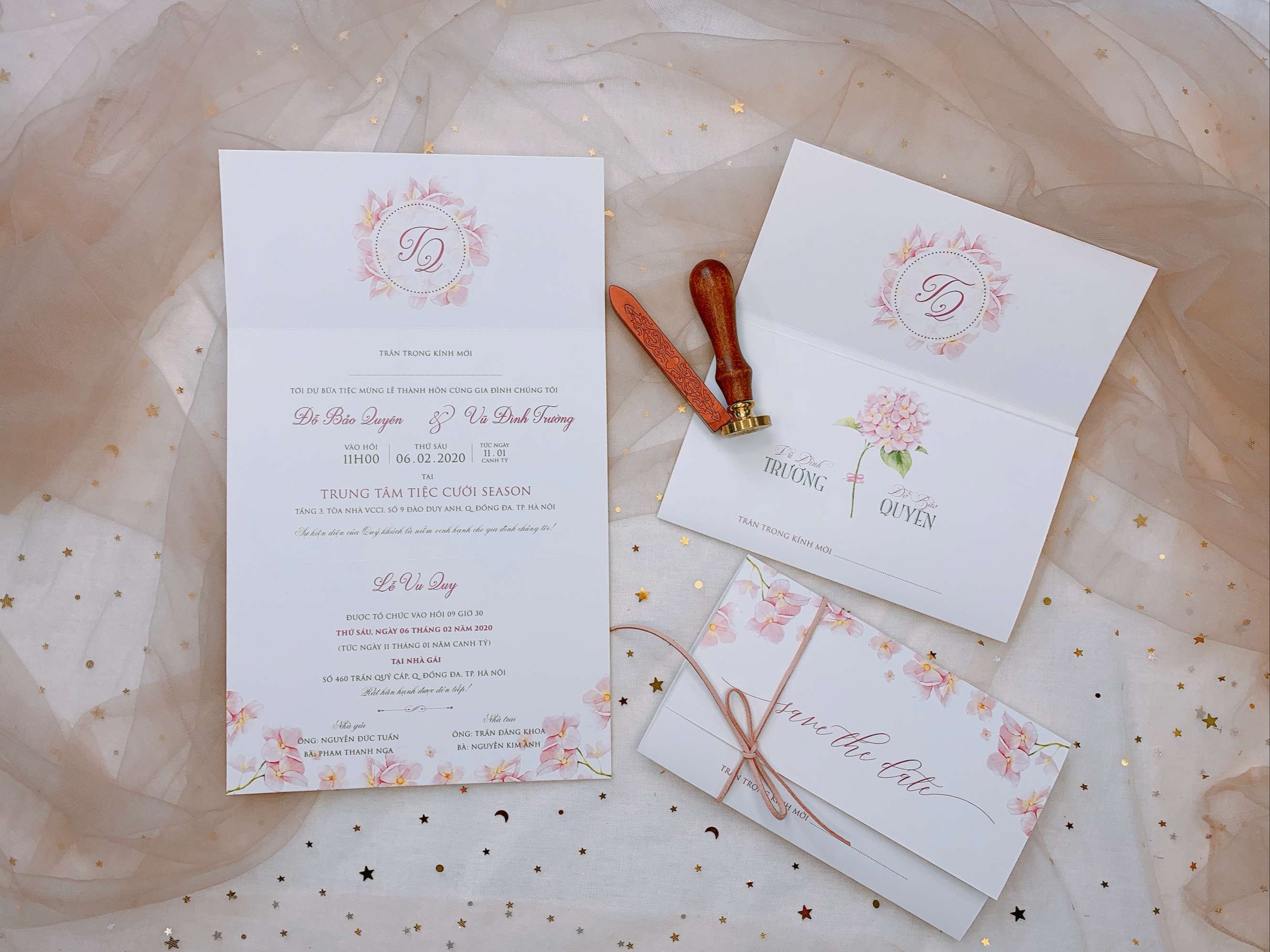 Ngang 028 - Thiệp hoa Cẩm Tú Cầu hồng sang trọng