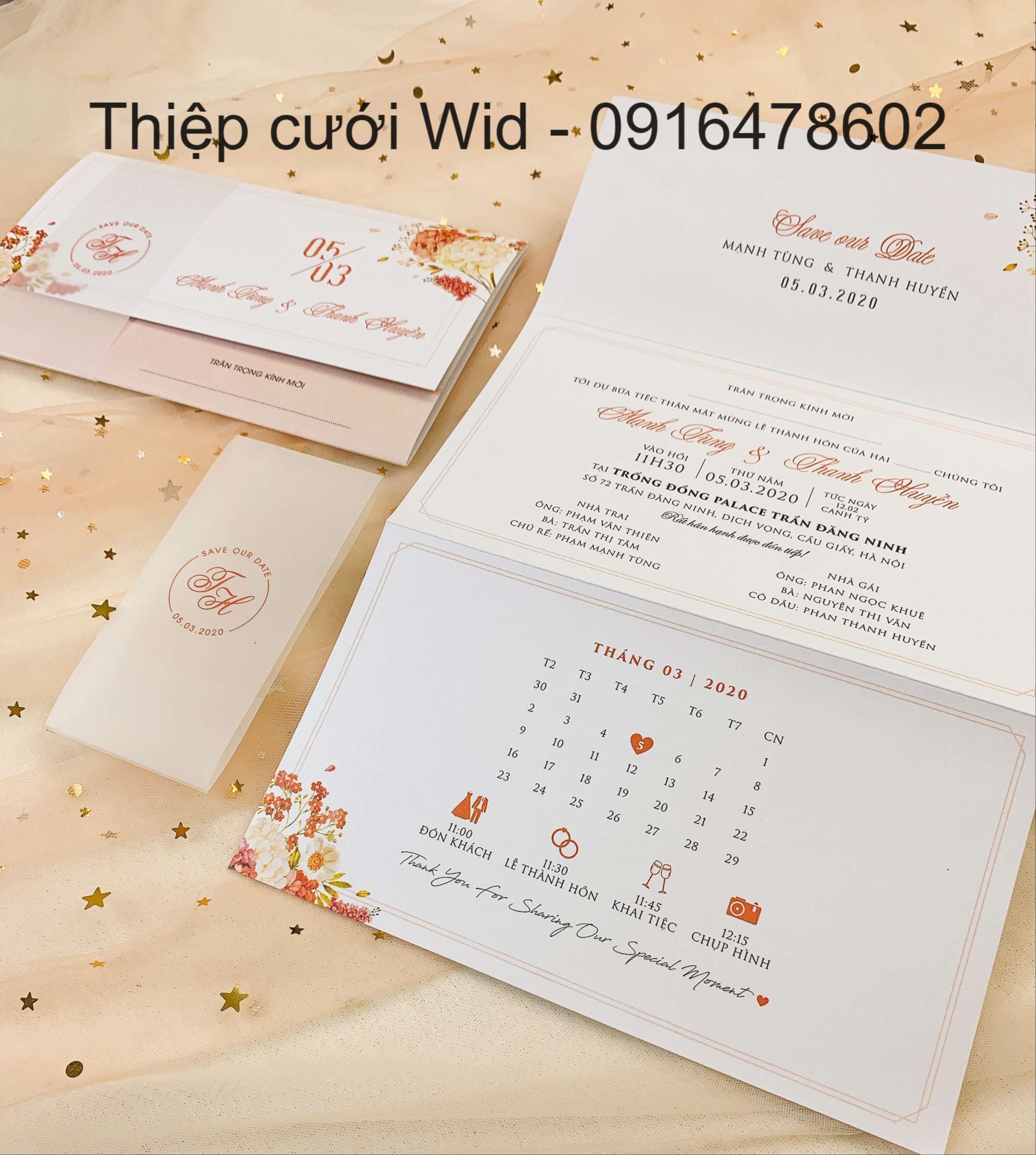 Ngang 251 - Thiệp hoa nhí sắc cam tinh tế