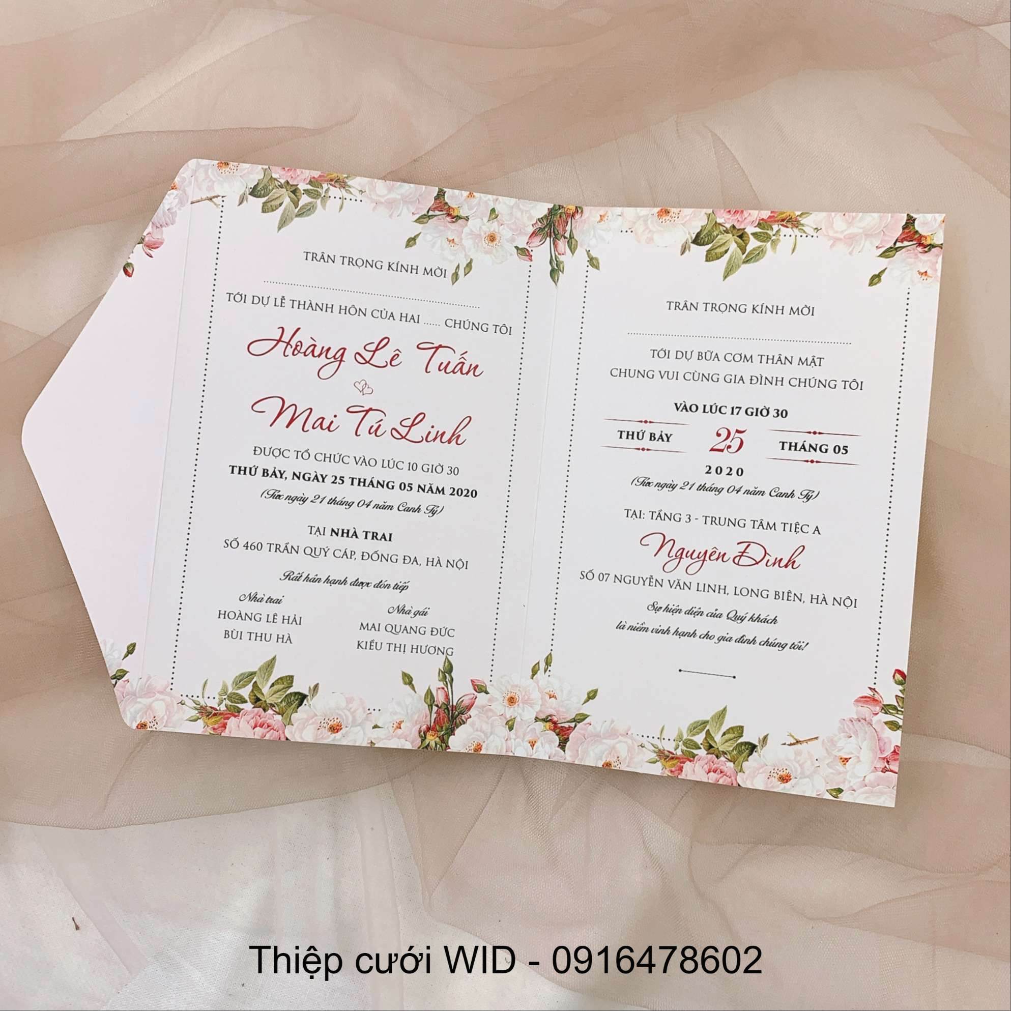 157 CN - Thiệp Cưới Hoa Hồng Lãng Mạn Và Tinh Tế