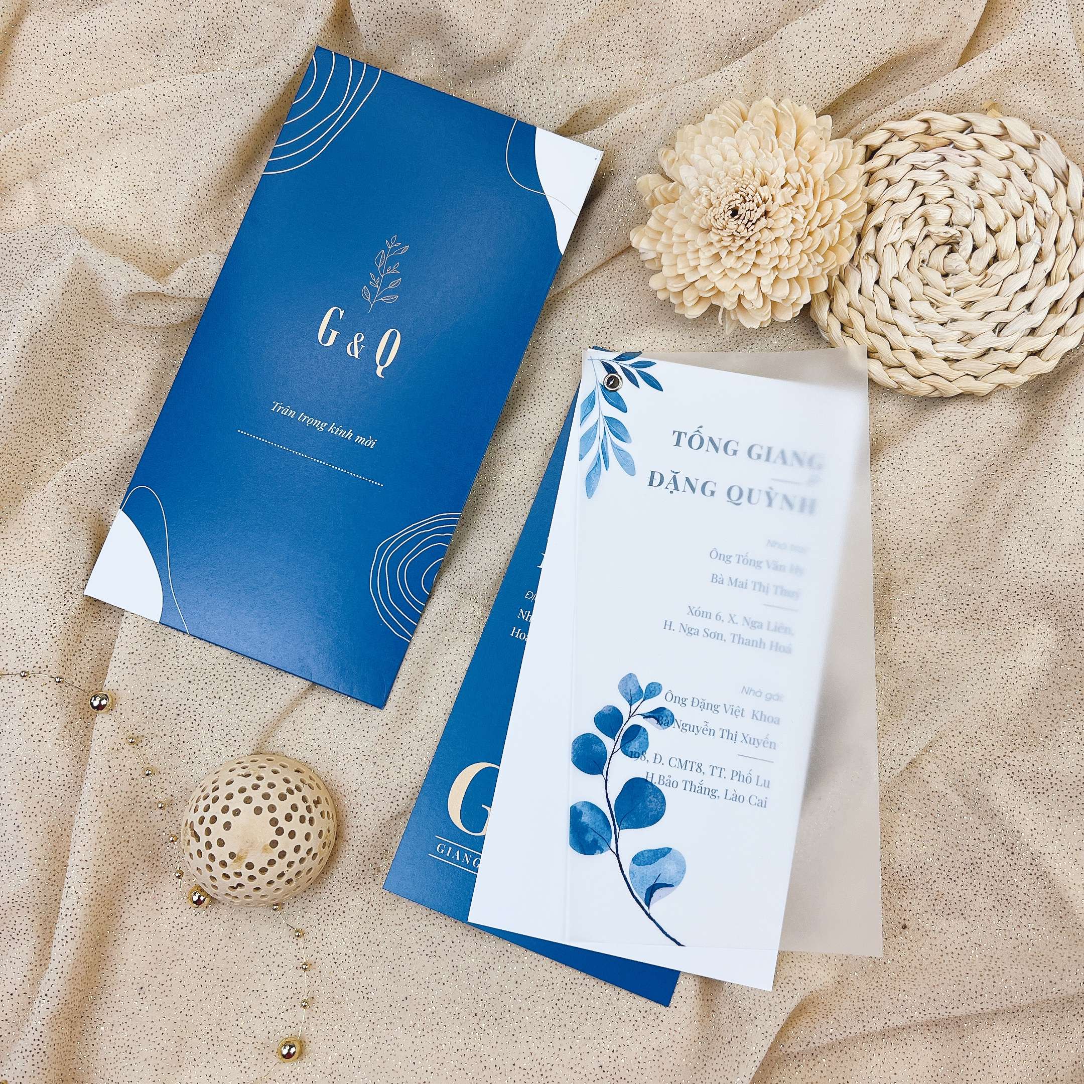 3 lá 329 - Thiệp xanh nước biển cá tính
