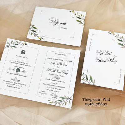 PB 064 - Thiệp họa tiết lá xanh nhẹ nhàng