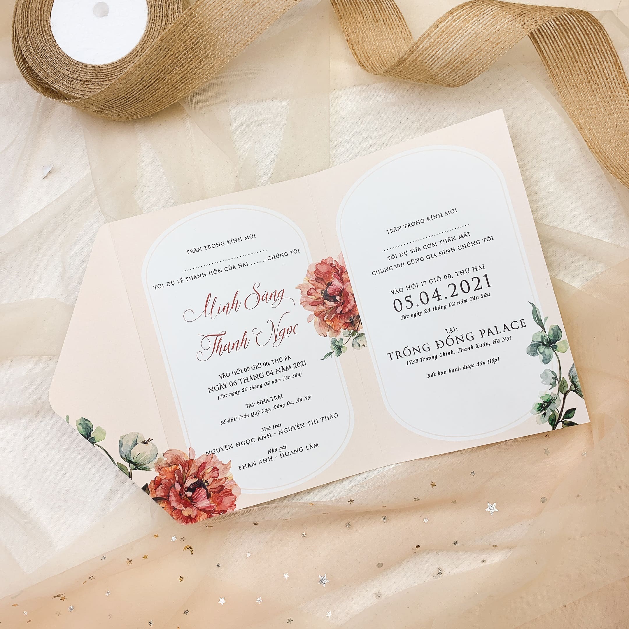 260 CN - Thiệp hoa mẫu đơn cam