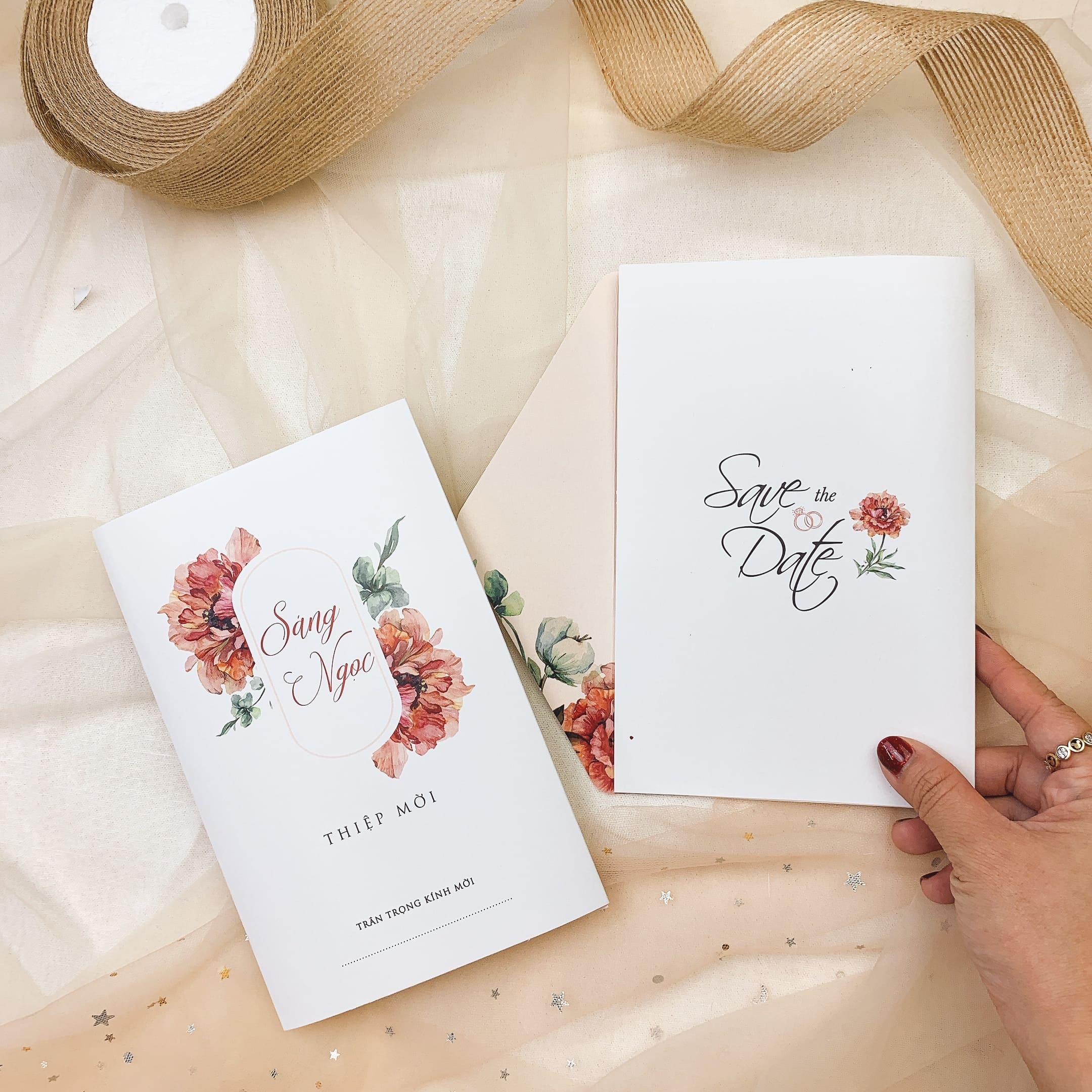 260 CN - Thiệp hoa mẫu đơn cam