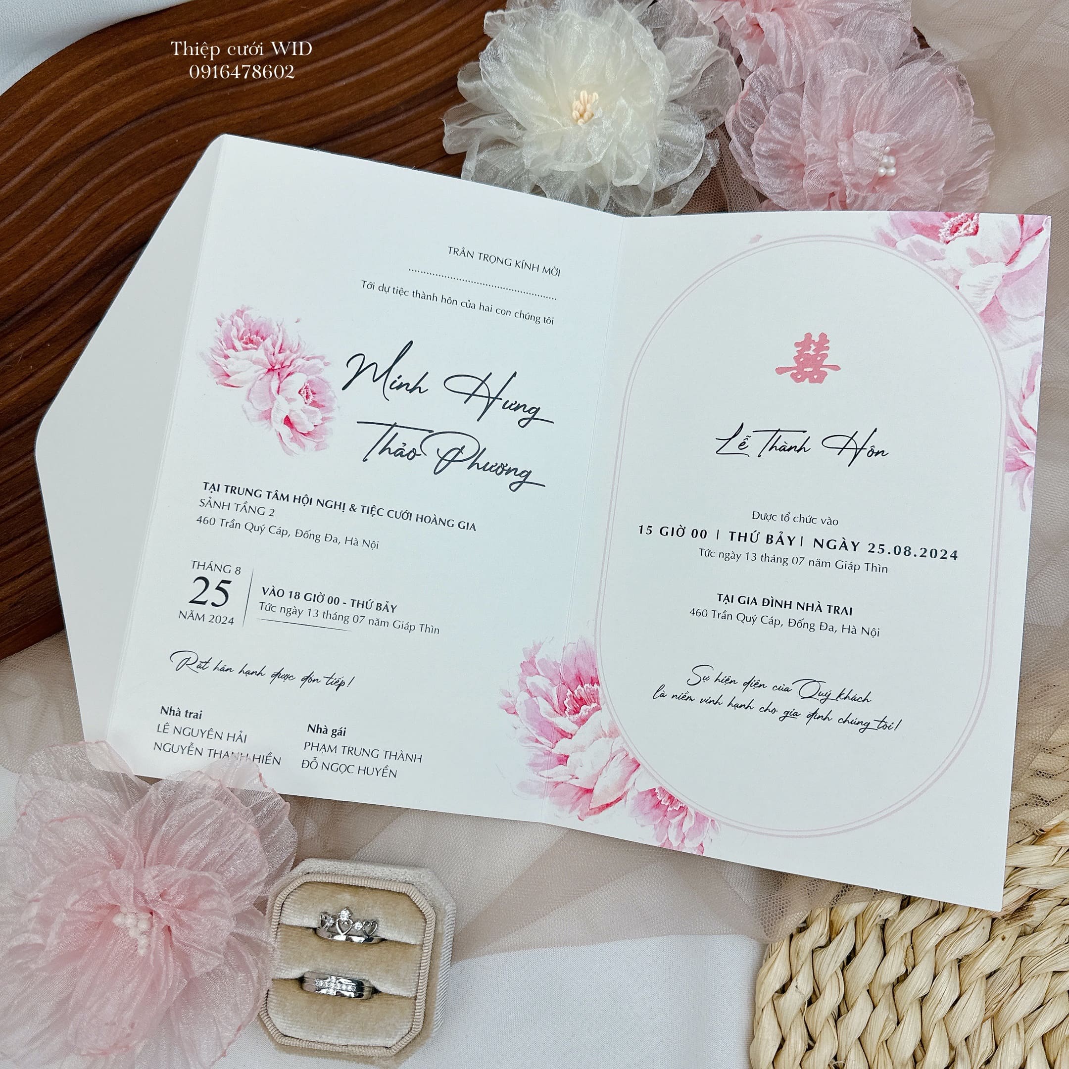452 CN - Thiệp hoa Mẫu Đơn hồng sang trọng