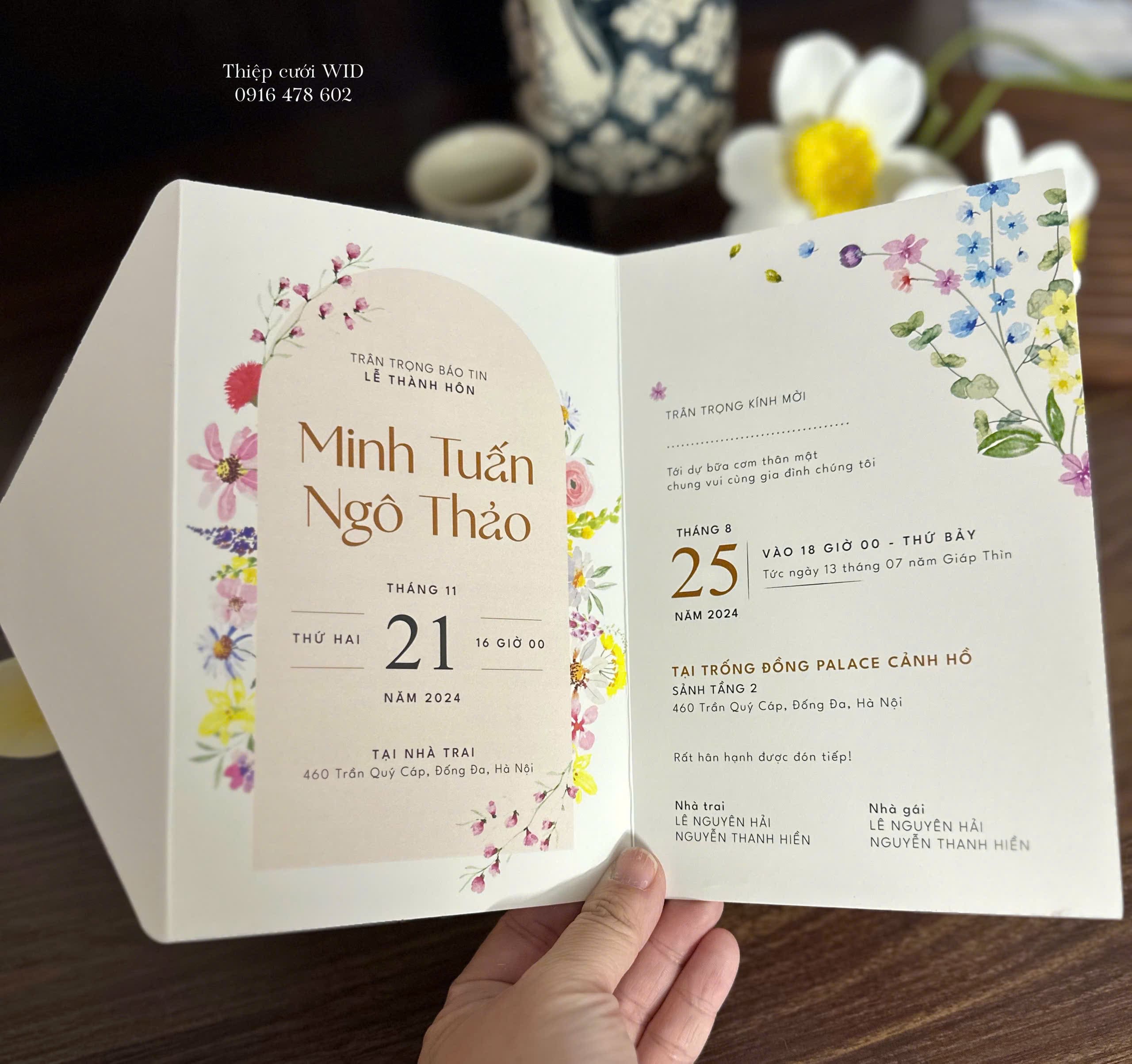 459 CN  - Thiệp hoa nhí sắc hồng nổi bật, trang nhã