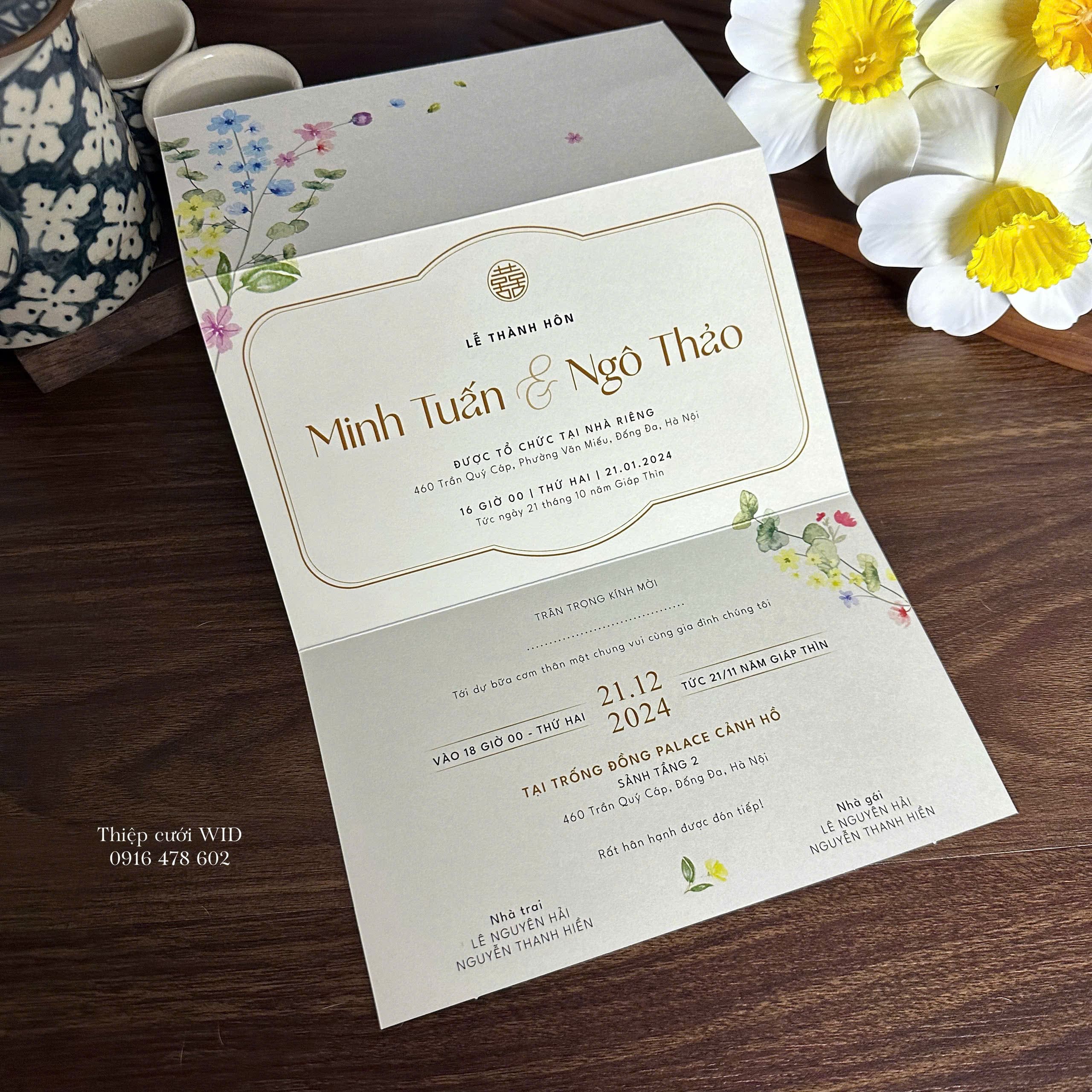 Ngang 459 - Thiệp hoa nhí sắc hồng Vintage