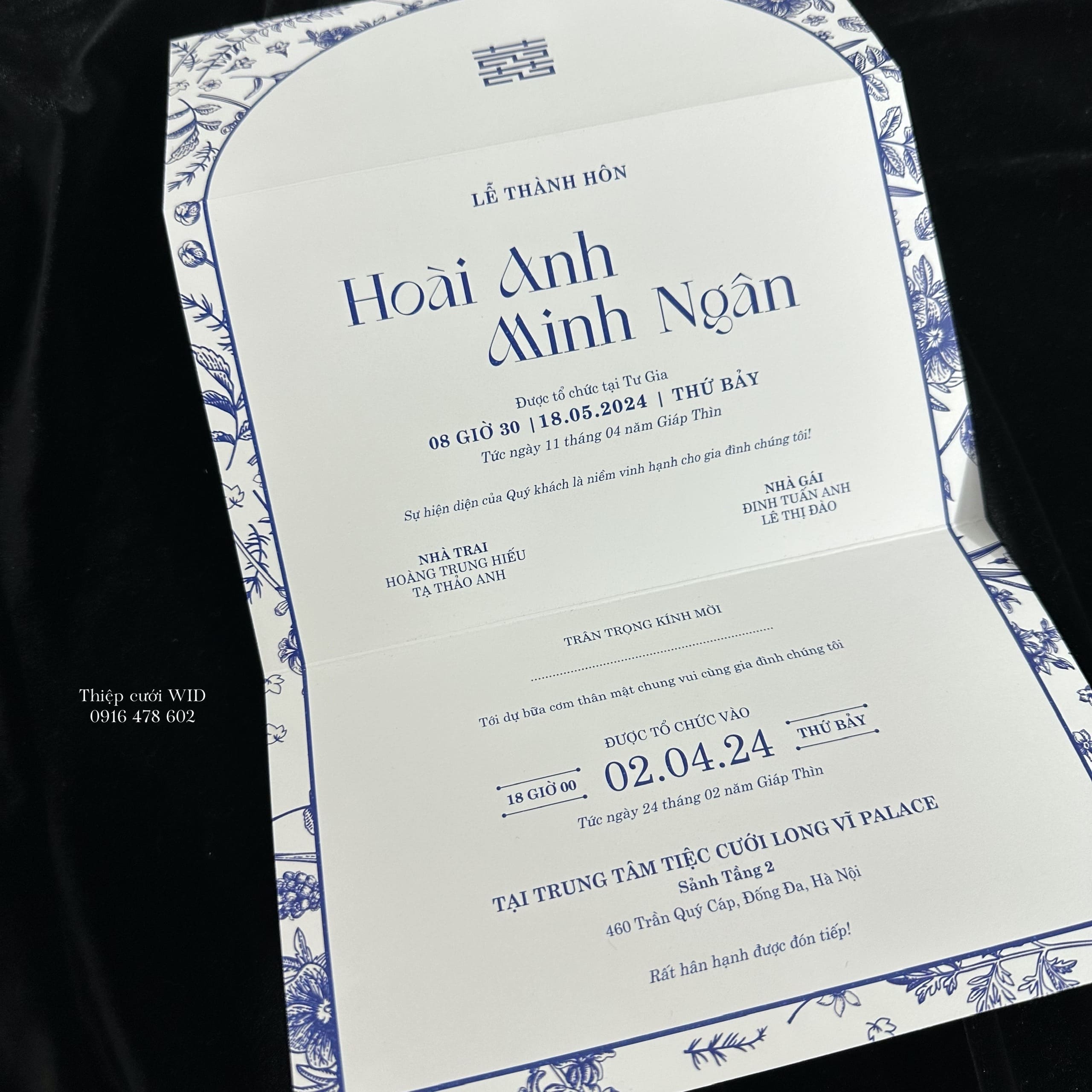 Ngang 448 - Thiệp hoa lá sắc xanh sang trọng, thanh lịch