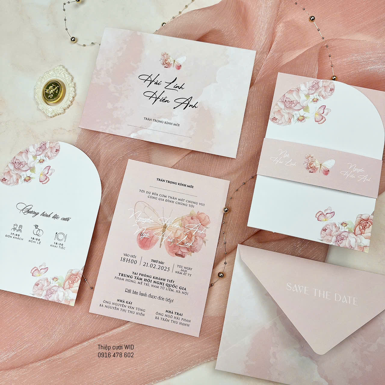 PB Hồng họa tiết bướm xinh
