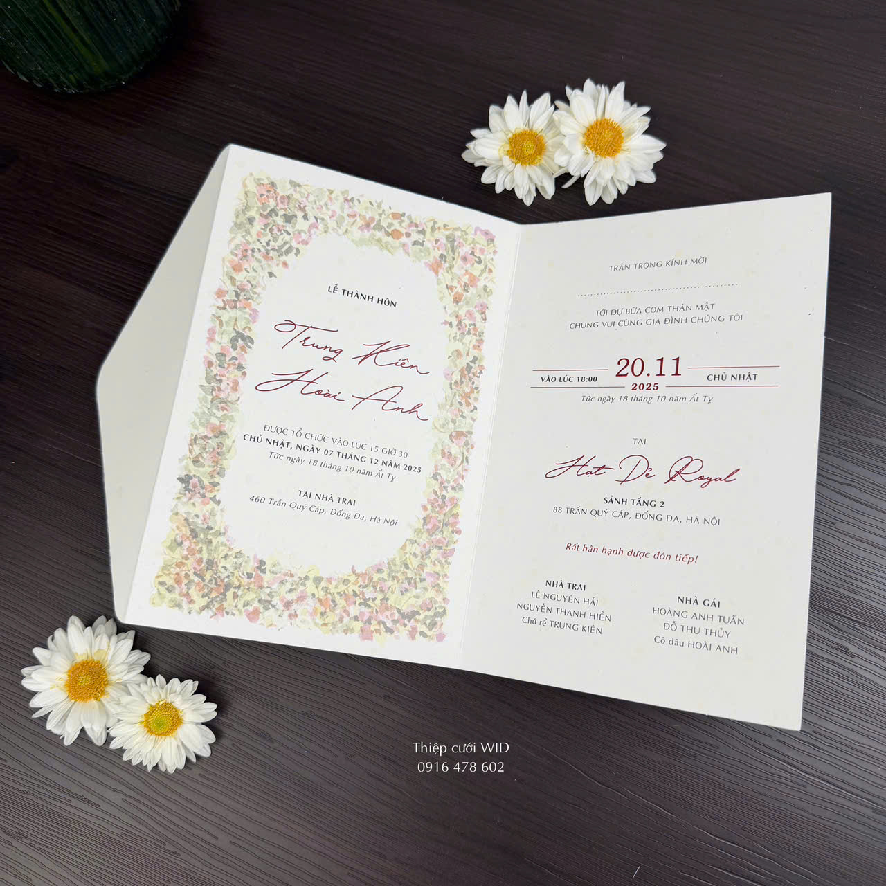 525 CN  - Thiệp họa tiết hoa nhí Vintage