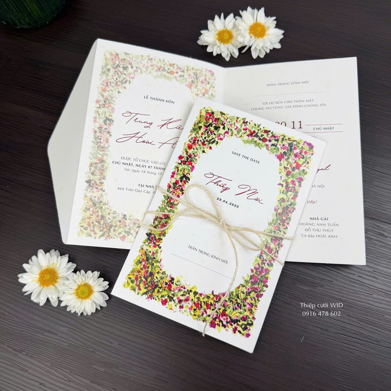 525 CN  - Thiệp họa tiết hoa nhí Vintage