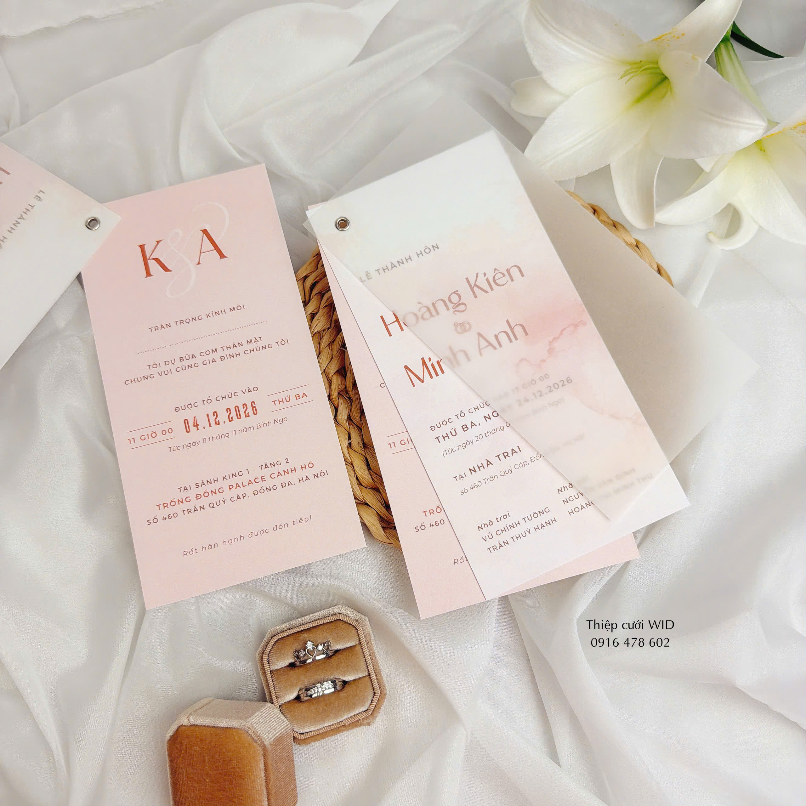 3 lá 532 - Thiệp hồng loang vân đá hiện đại