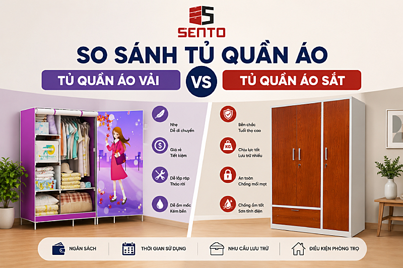 Phòng trọ nên chọn tủ quần áo bằng vải hay tủ quần áo sắt