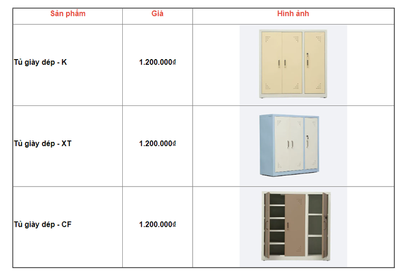 Giá tủ giày sắt tại nội thất SENTO