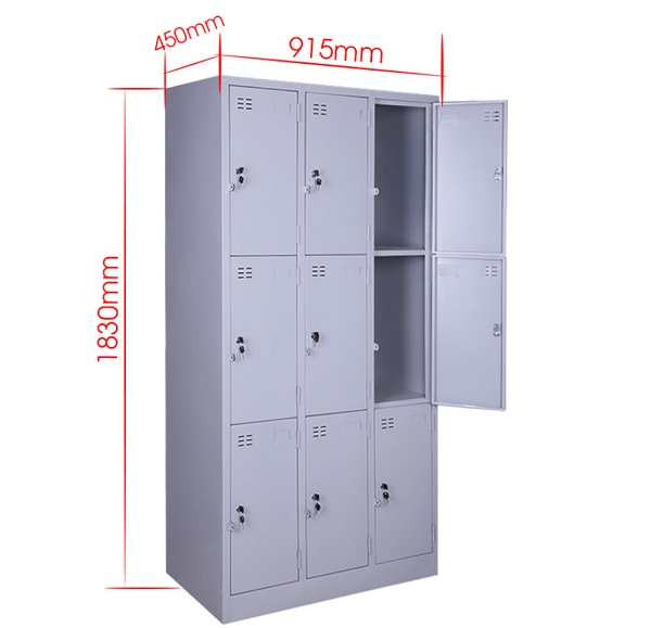 Kích thước tủ sắt locker 9 ngăn LK09