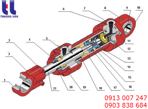 Hình ảnh một xi lanh thủy lực chi tiết 