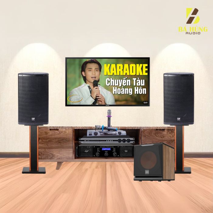 Dàn Karaoke Gia Đình : Loa SE-Audiotechnik CV-12i, Vang AAP K-1000ii, Đẩy AAP STD 8002, Micro BBS E-250GS, Sub Paramax D30