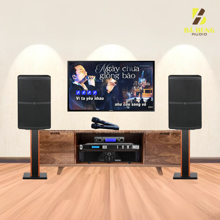 Dàn Karaoke Gia Đình : Loa Whafedale Pro WH-12 NEO, Đẩy Wharfedale CPD 2600 ,Vang KX180A , Micro VM300