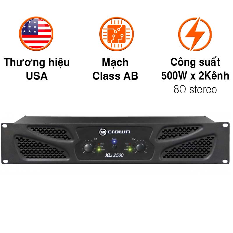 Cục đẩy công suất 2 kênh Crown XLi2500 (Nguồn xuyến, Class AB, 500W)