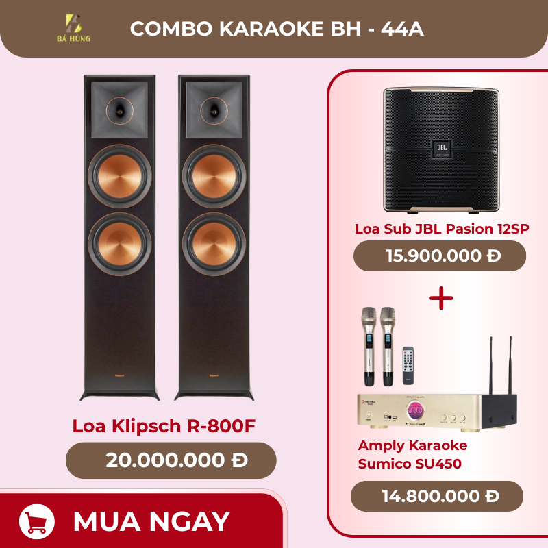 Loa Klipsch R-800F, Amply Karaoke  Sumico SU450, Loa Sub JBL Pasion 12SP