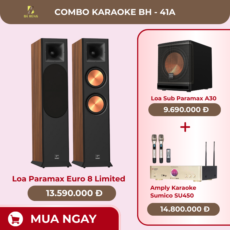 Loa Paramax Euro 8 Limited, Amply Karaoke Sumico SU450, Loa Sub Paramax A30