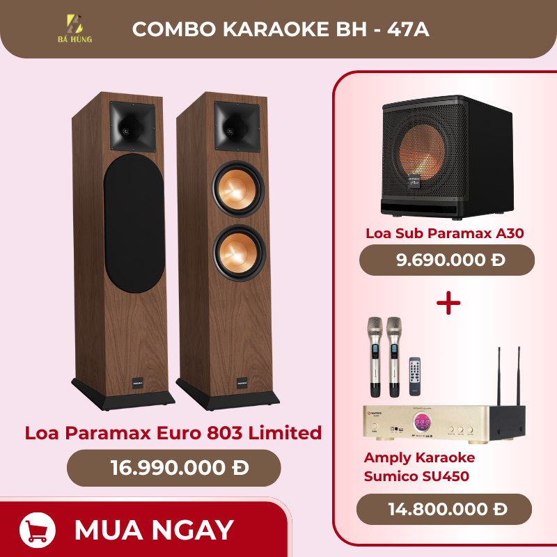 Loa Paramax Euro 803 Limited, Amply Karaoke Sumico SU450, Loa Sub Paramax A30