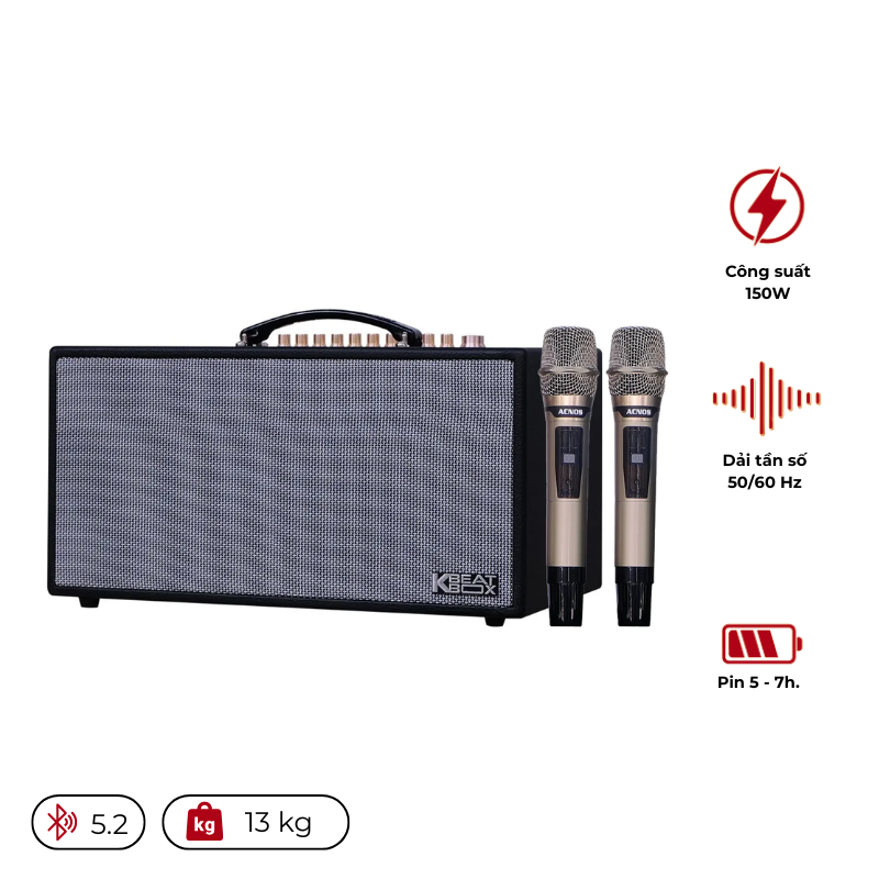 Loa Xách Tay Acnos CS450 Alpha (2 Bass 16.5cm, 150W, Kèm 2 Micro)