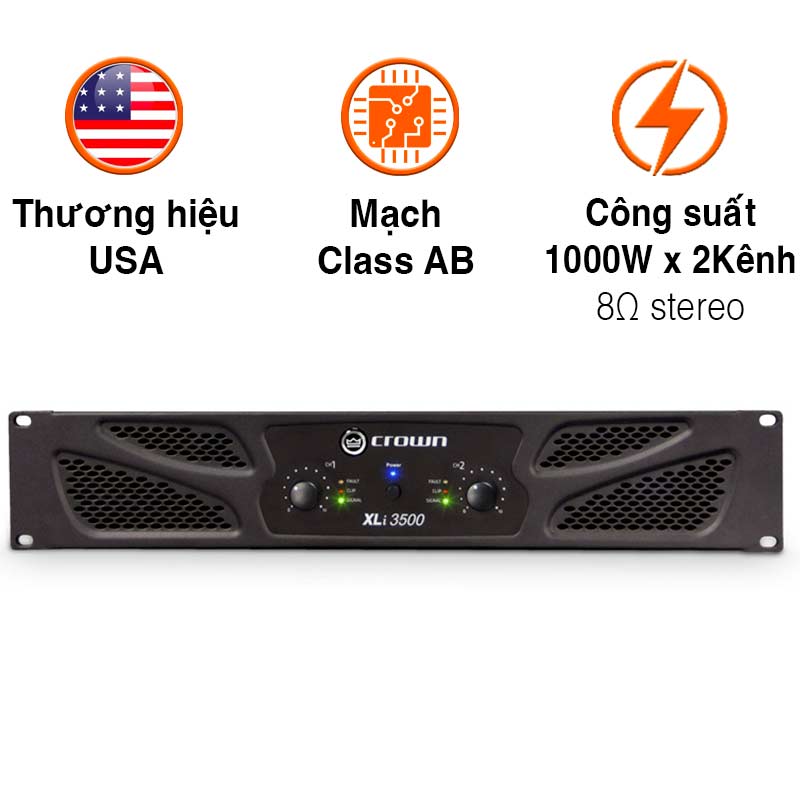Cục Đẩy Công Suất 2 Kênh Crown XLi3500 (Nguồn xuyến, Class AB, 1000W)
