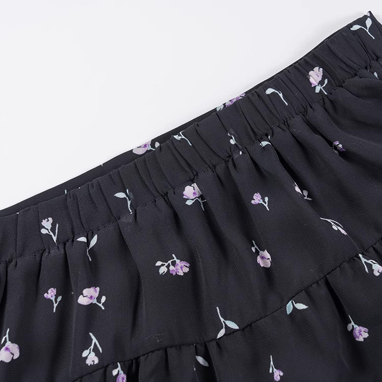Chân váy voan họa tiết hoa dáng chữ A lưng thun - sakurafashion.vn