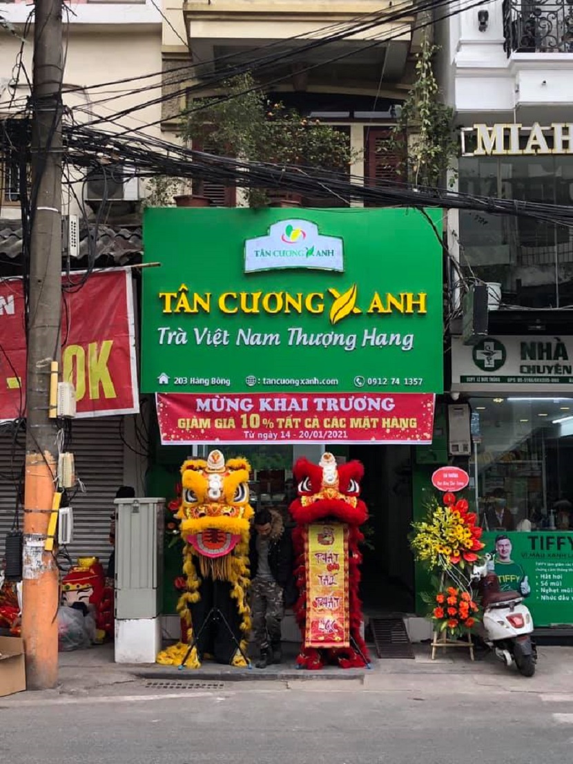 Tân Cương Xanh tưng bừng khai trương cửa hàng trà thái nguyên tại 203 Hàng Bông