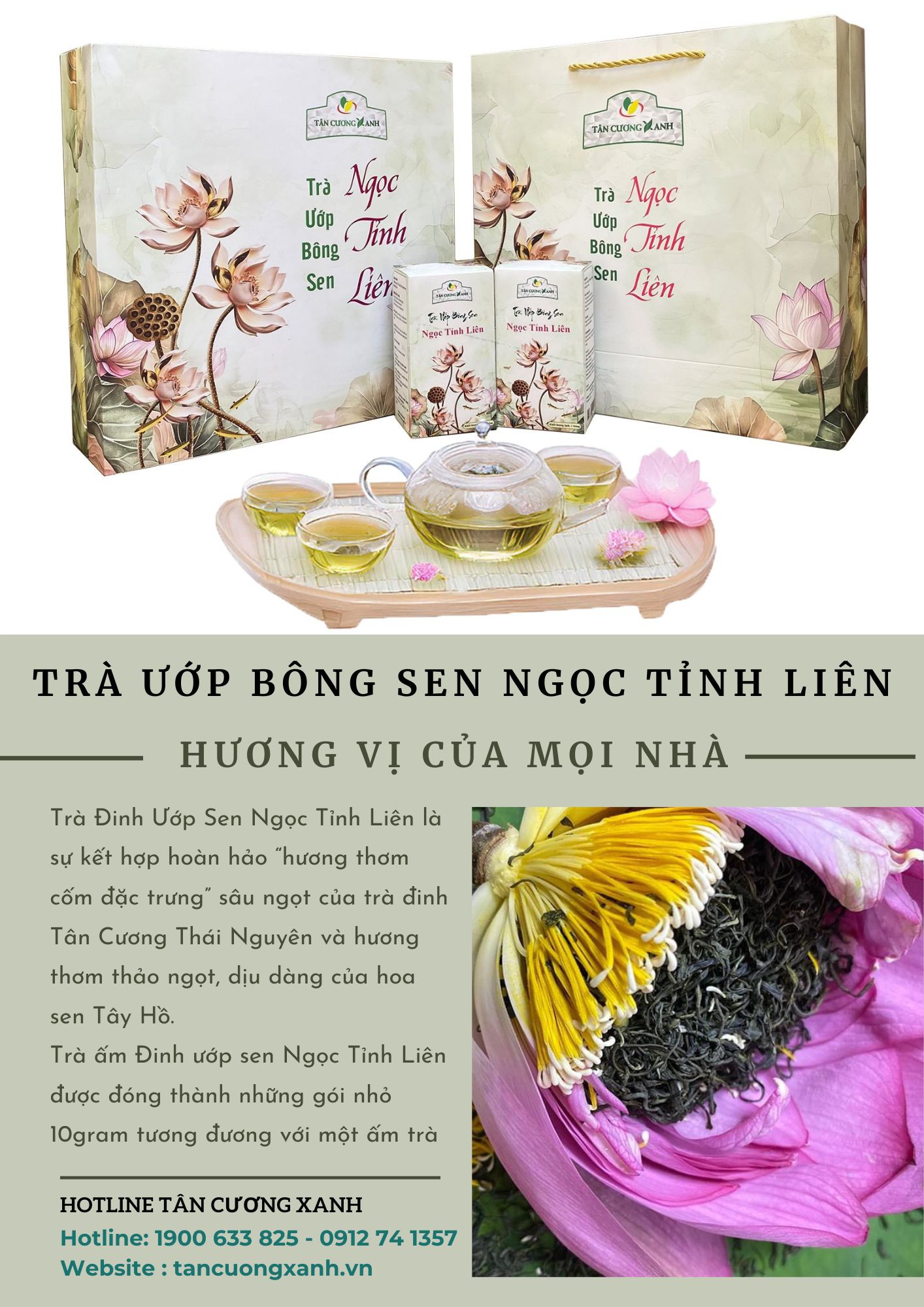 TRÀ ƯỚP BÔNG SEN NGỌC TỈNH LIÊN – QUÀ TẶNG CAO CẤP, HƯƠNG VỊ TINH TẾ