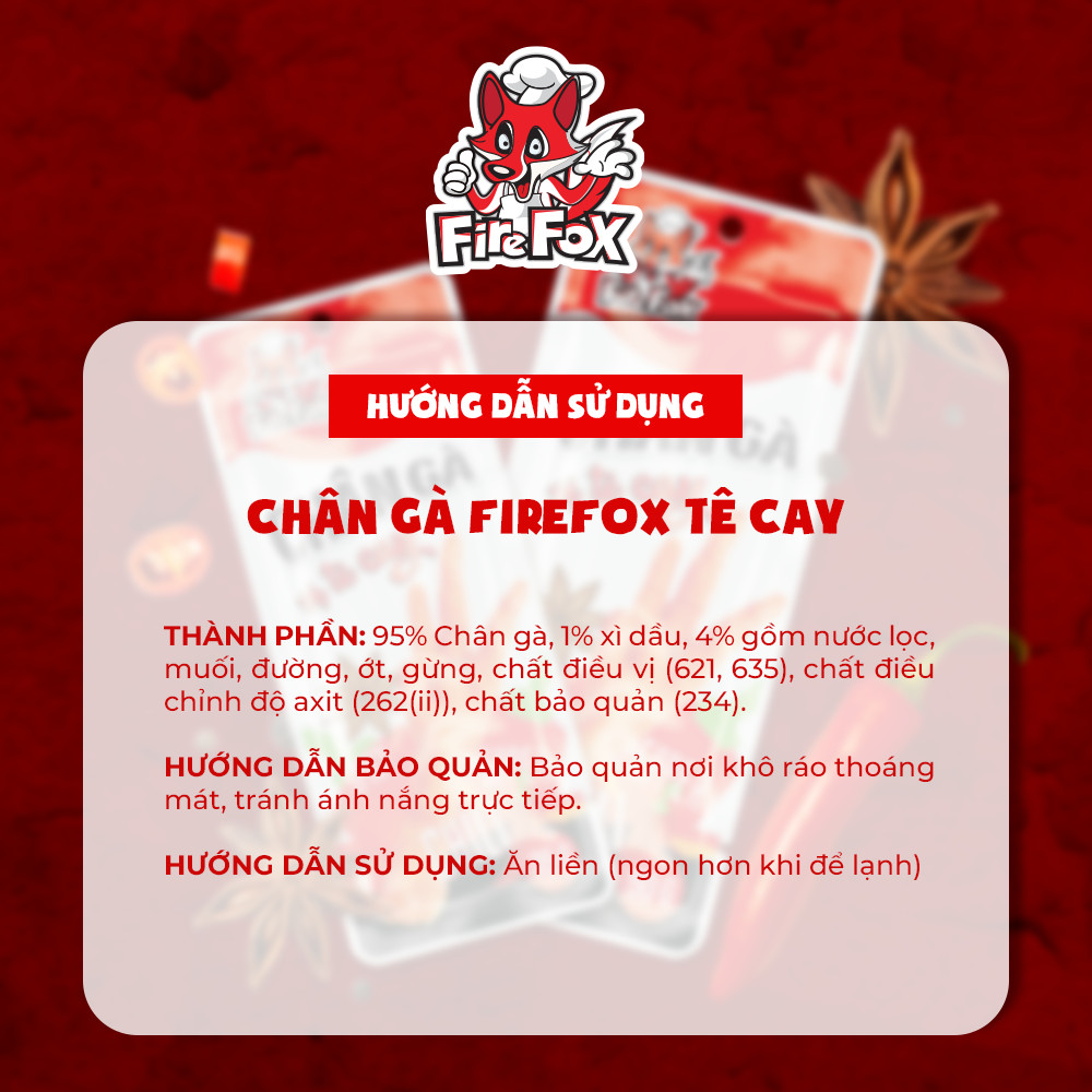 CHÂN GÀ FIREFOX VỊ TÊ CAY 50GR - BỊCH 25C TẶNG 2C