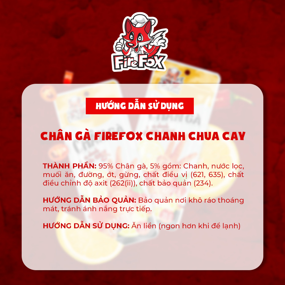 CHÂN GÀ FIREFOX VỊ CHANH CHUA CAY 35GR - BỊCH 30C TẶNG 3C